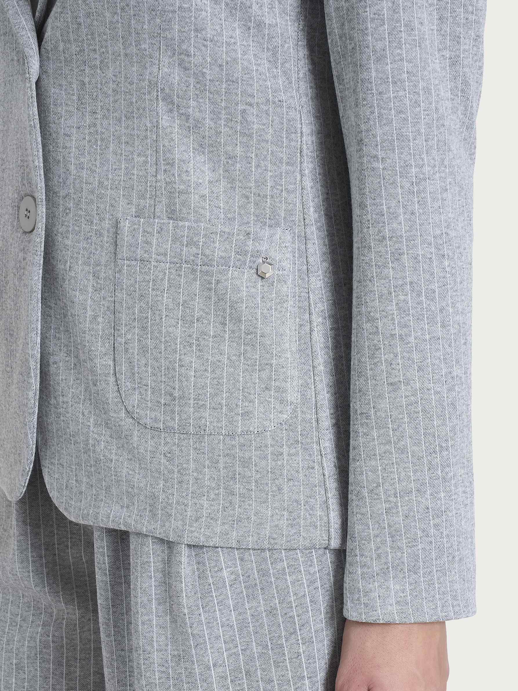 Ragno Compact Blazer gessato grigio punto Milano elasticizzato