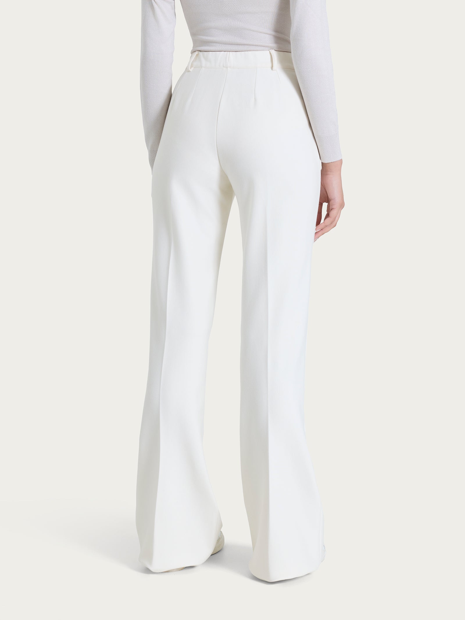 Ragno Compact Pantalone Flare Lungo Avorio misto viscosa