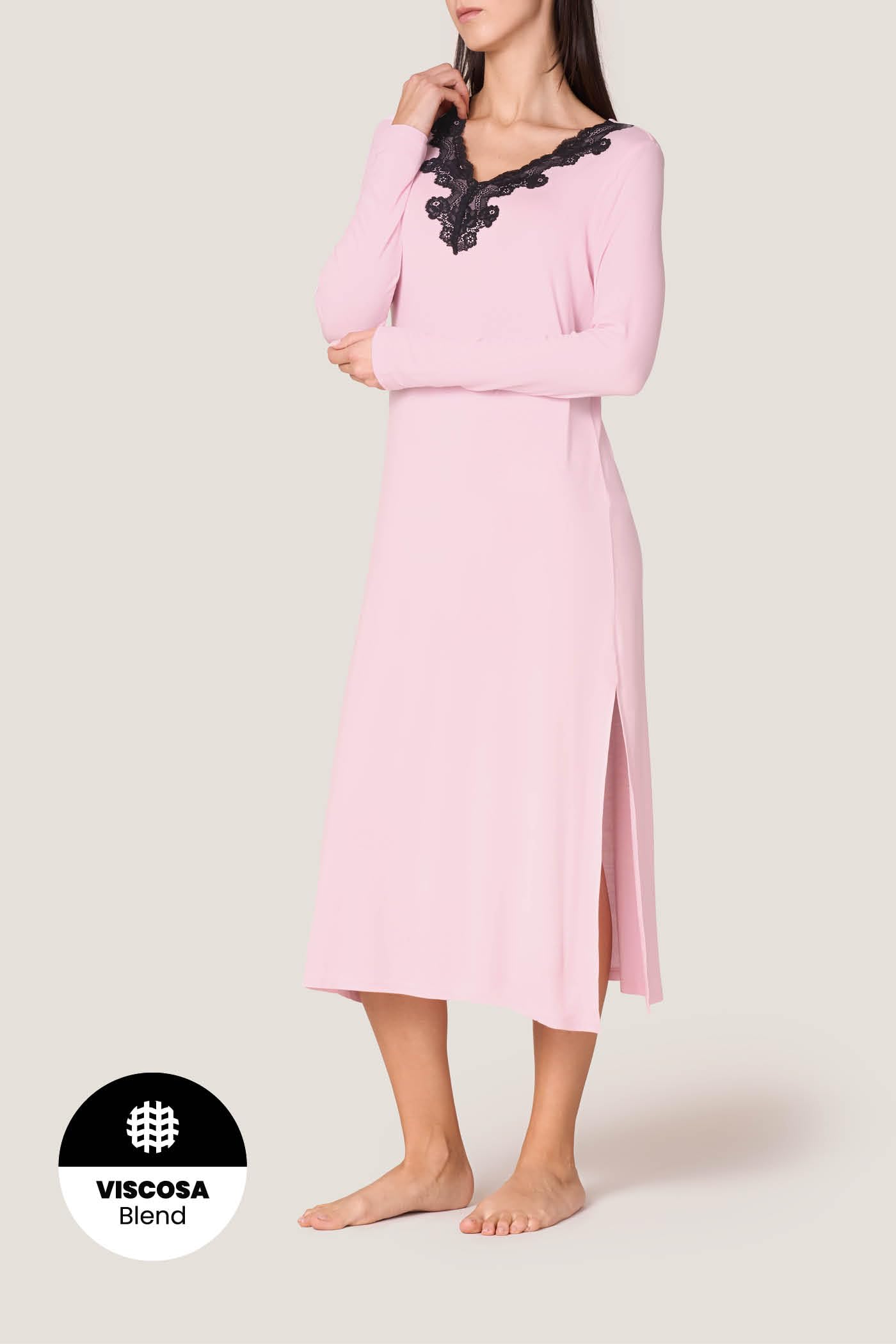 Goldenpoint Sakura Camicia da Notte Lunga Pizzo