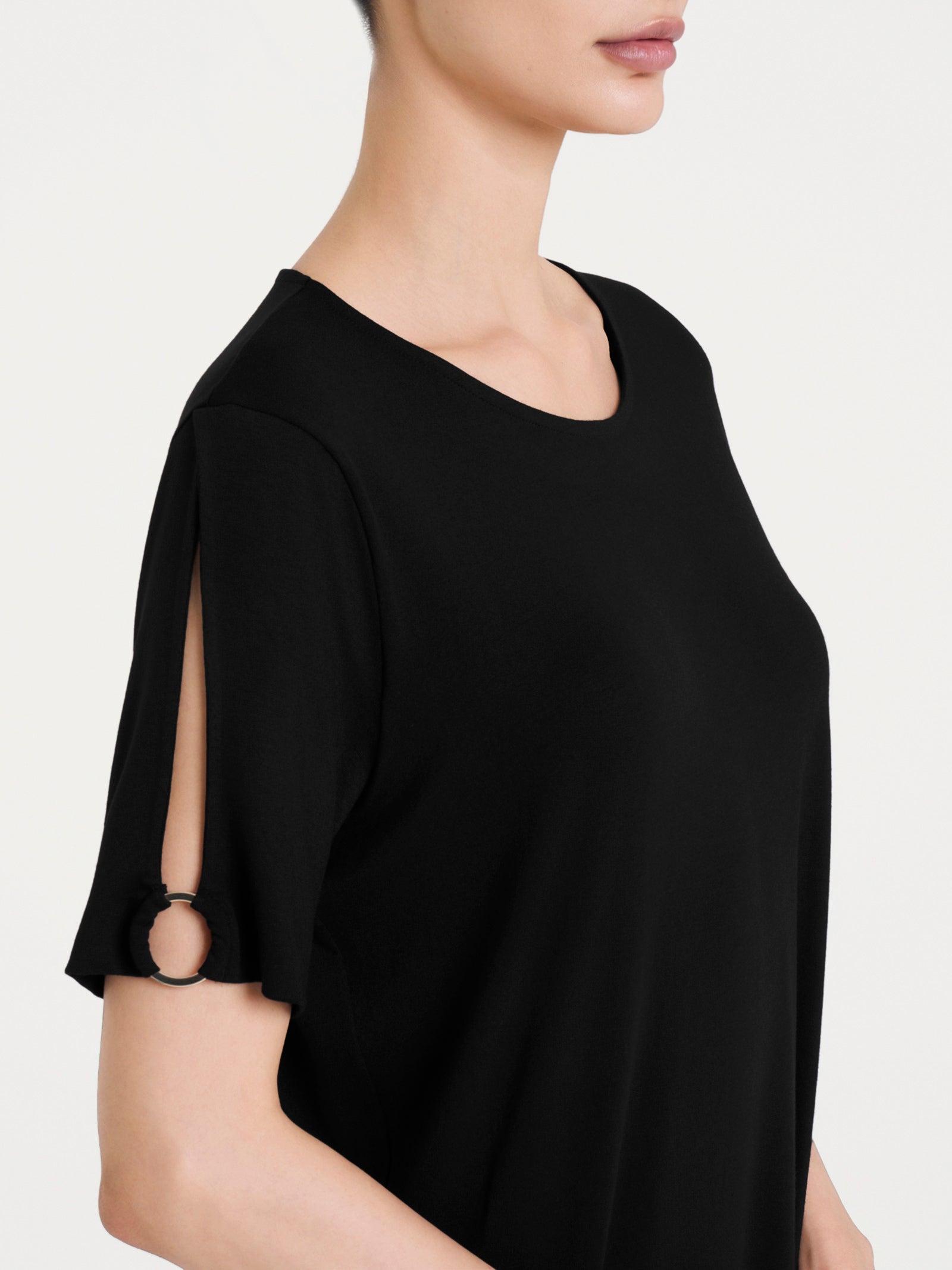 Ragno Viscosa Summer Abito Manica Corta Nero
