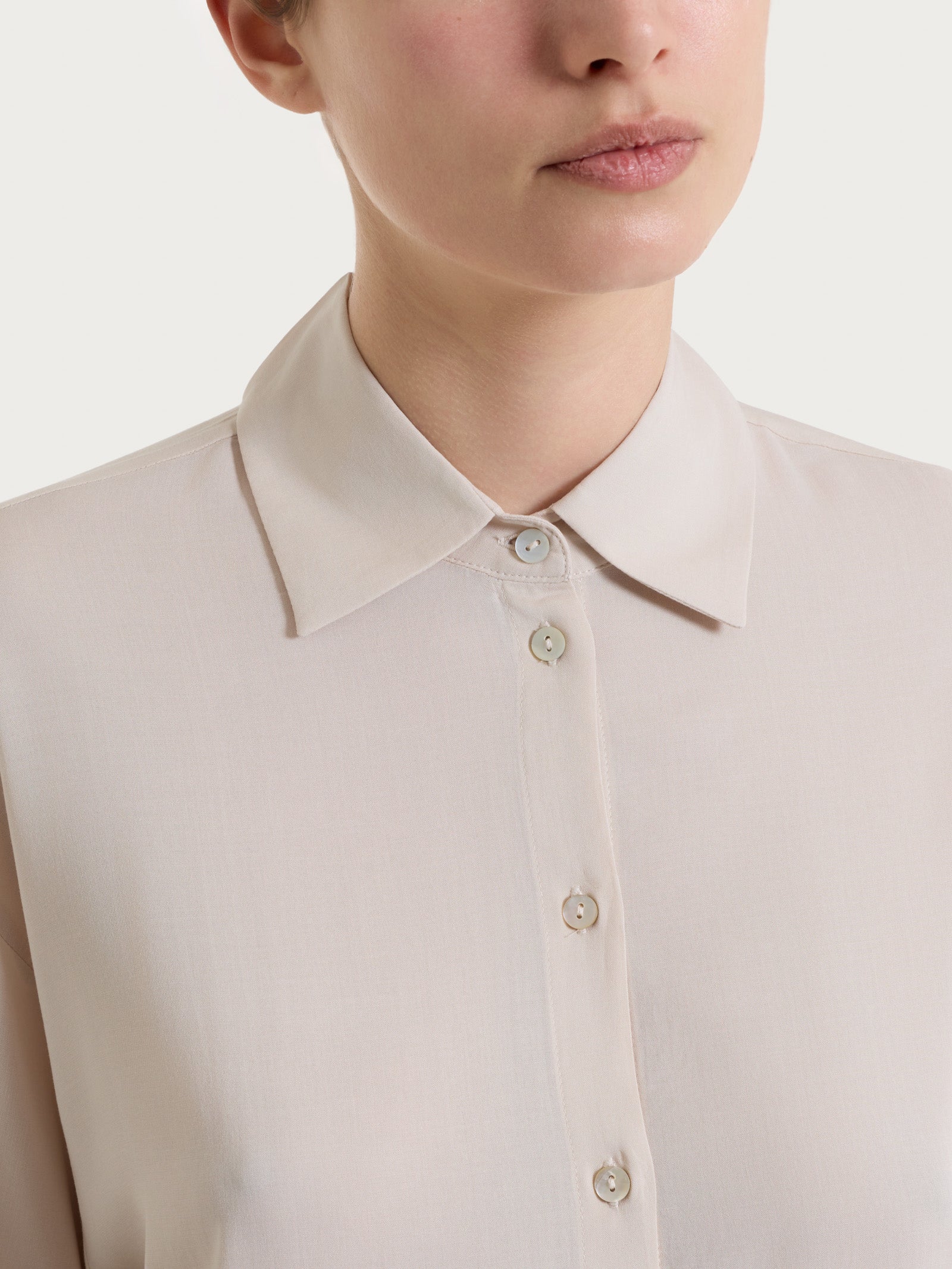 Ragno Voile Stretch Camicia Champignon manica 3/4 viscosa