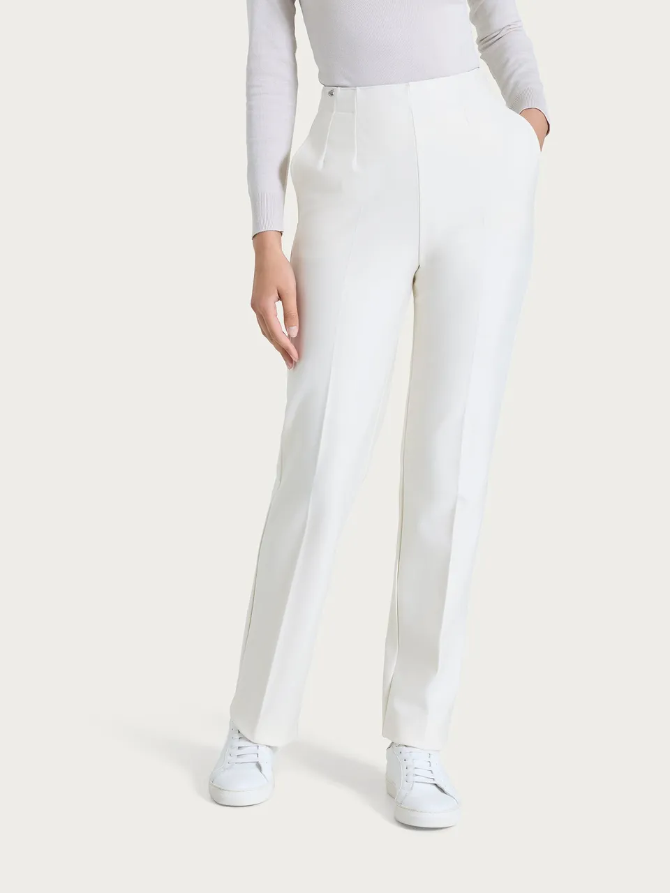 Ragno Compact pantalone dritto tasche Avorio elasticizzato