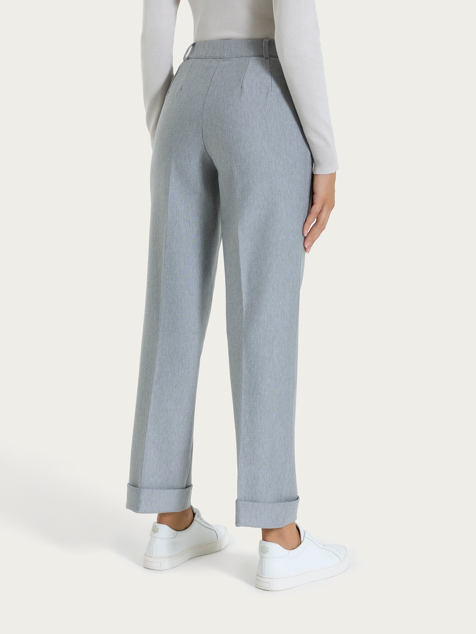Ragno Compact The Wide Leg pantalone grigio tasche