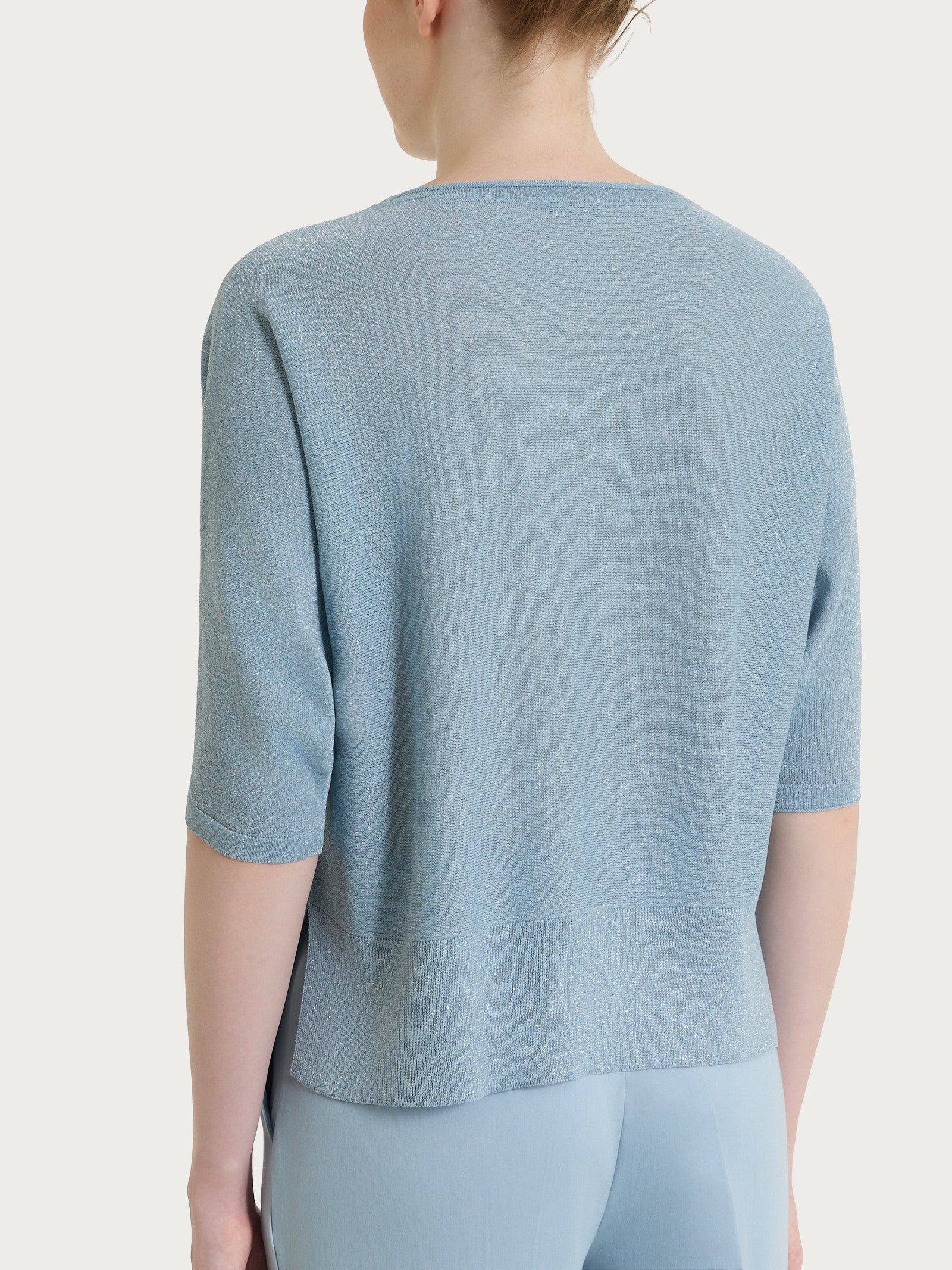 Ragno Maglia Pipistrello Crêpe Lurex Dusty Blue