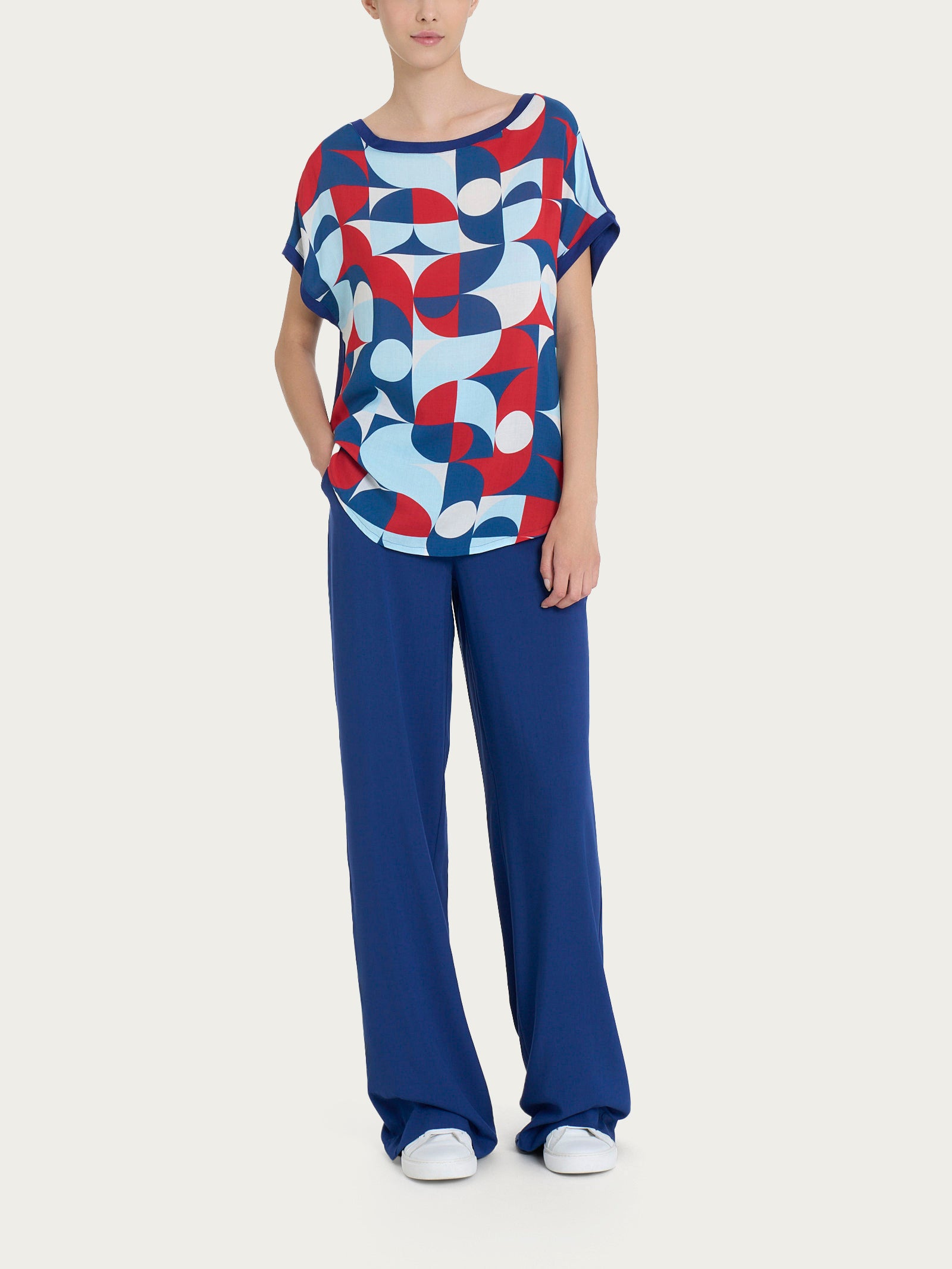 Ragno Maglietta Kimono t-shirt viscosa Blueberry