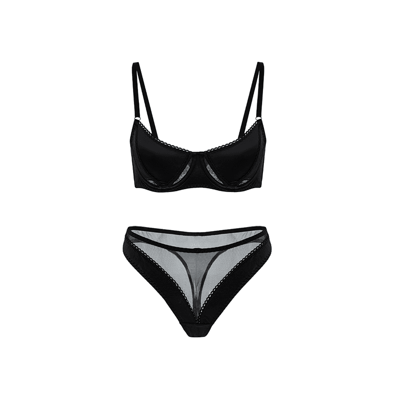 Maria Grazia Severi completo intimo ferretto nero satin rete