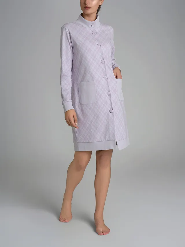 Ragno Vestaglia Tartan Lavender Blue in Cotone Interlock