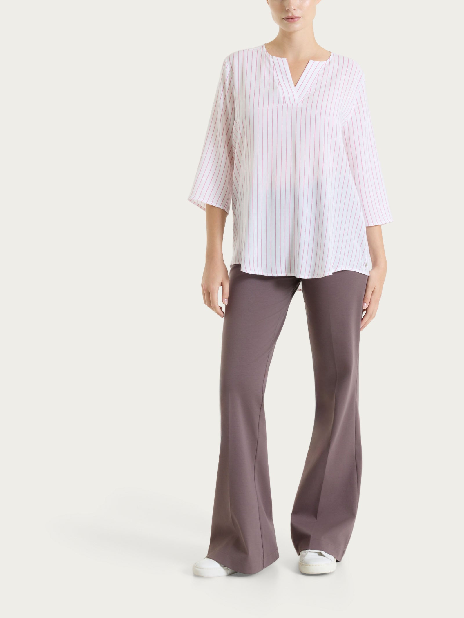 Ragno EcoSeta Righe Blusa Rosa Manica 3/4