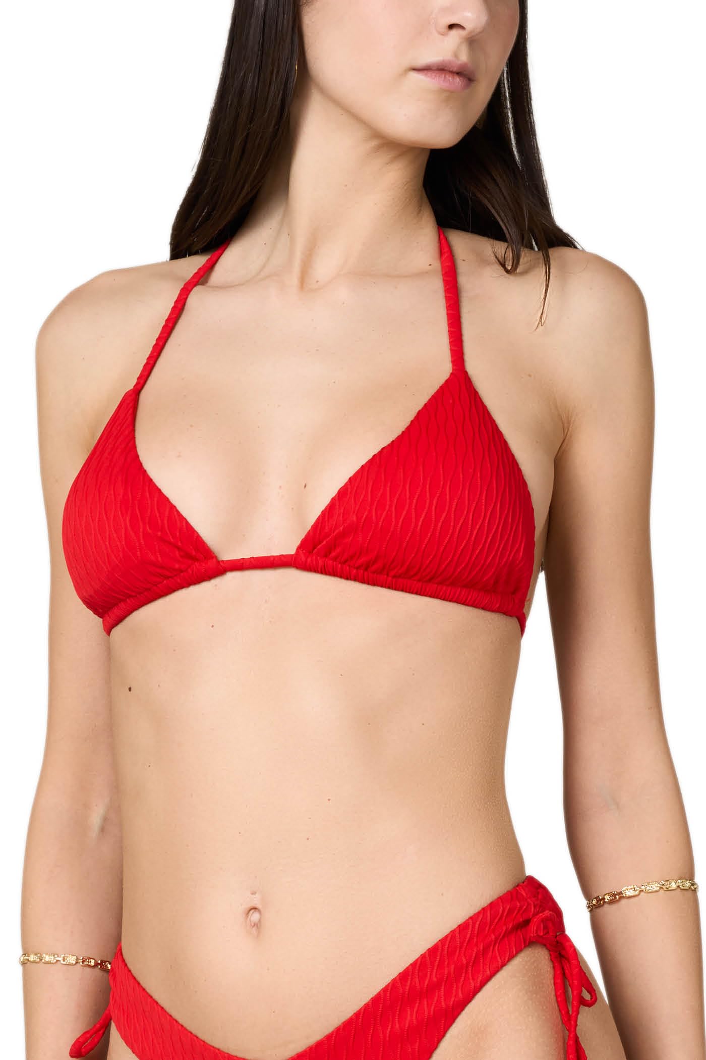 Goldenpoint Waves Top Bikini Triangolo Jacquard Tinta Unita