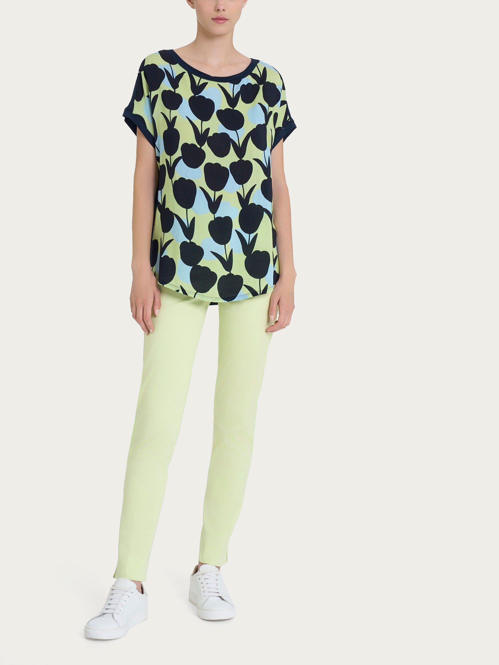 Ragno Viscosa Summer Girocollo t-shirt donna tulipani Shadow Lime