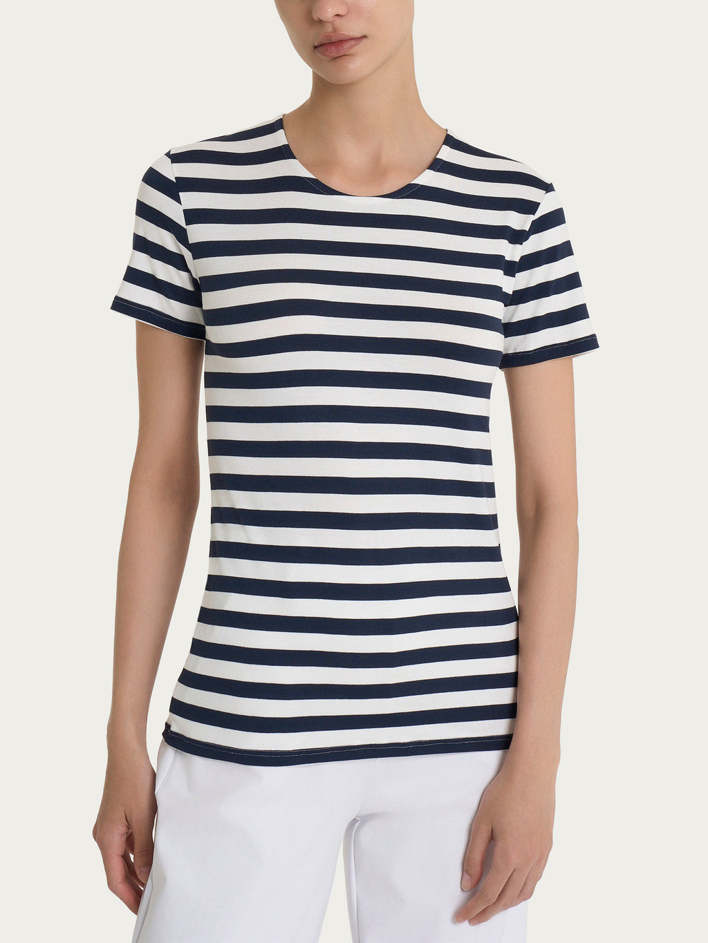 Ragno Viscosa Summer t-shirt donna righe blu manica corta