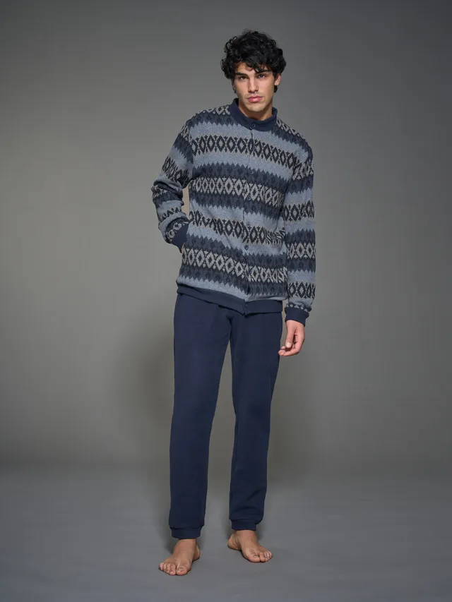 Ragno Pigiama Aperto Cotton Eco Pile Fucile Mel uomo