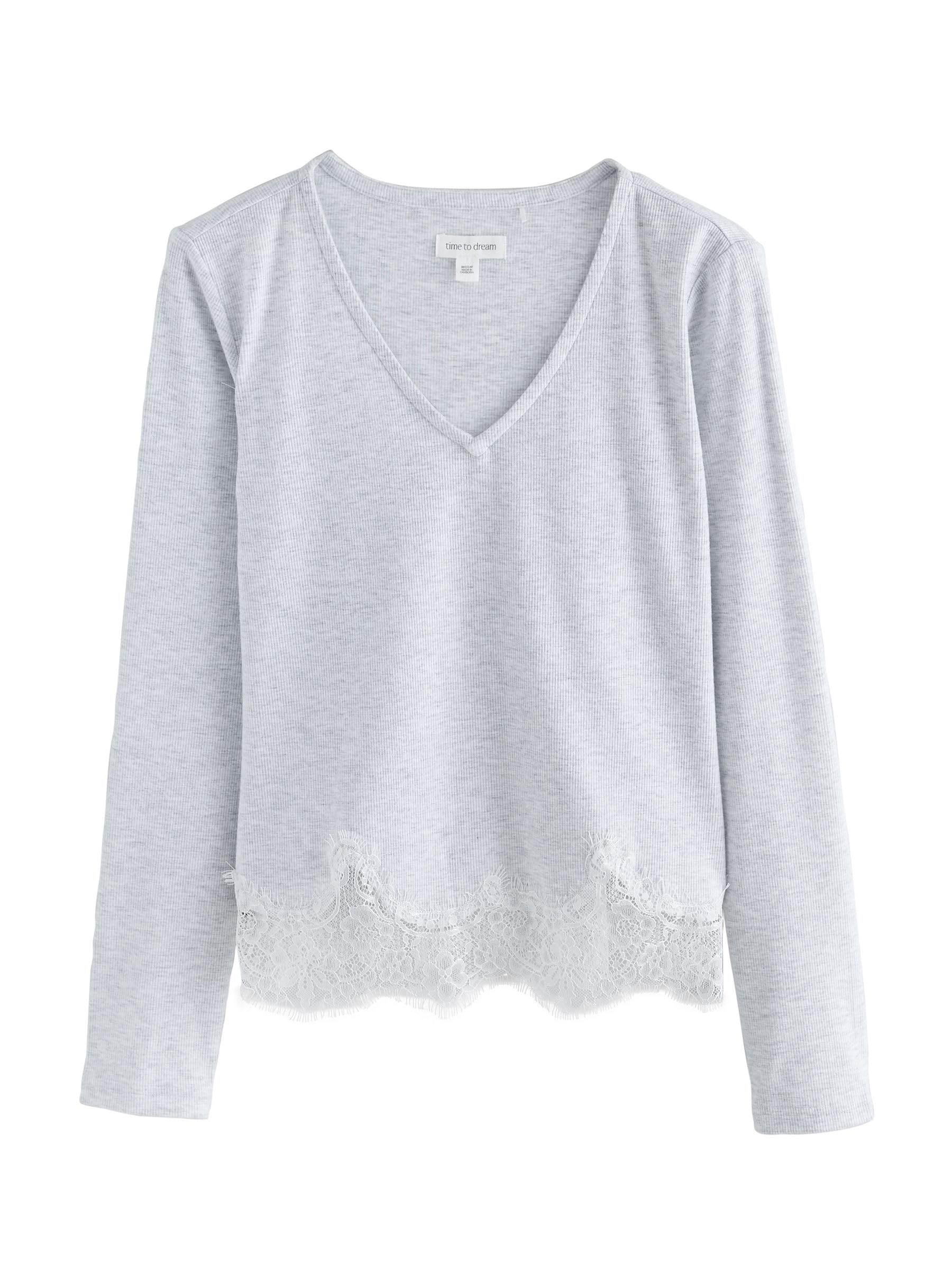 Next pigiama donna maniche lunghe coste pizzo taglia S