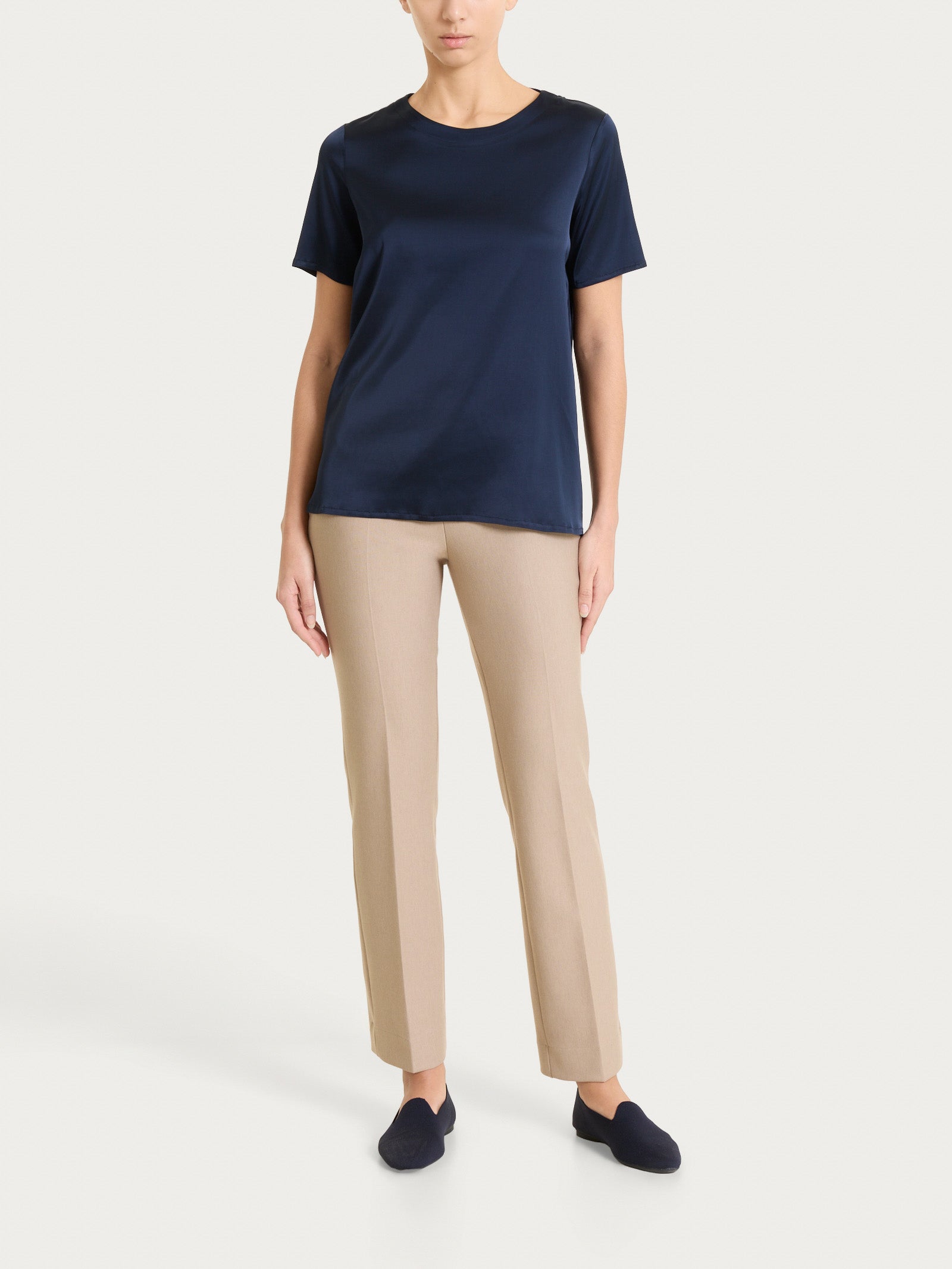 Ragno Stretch Satin maglietta manica corta Bleu viscosa