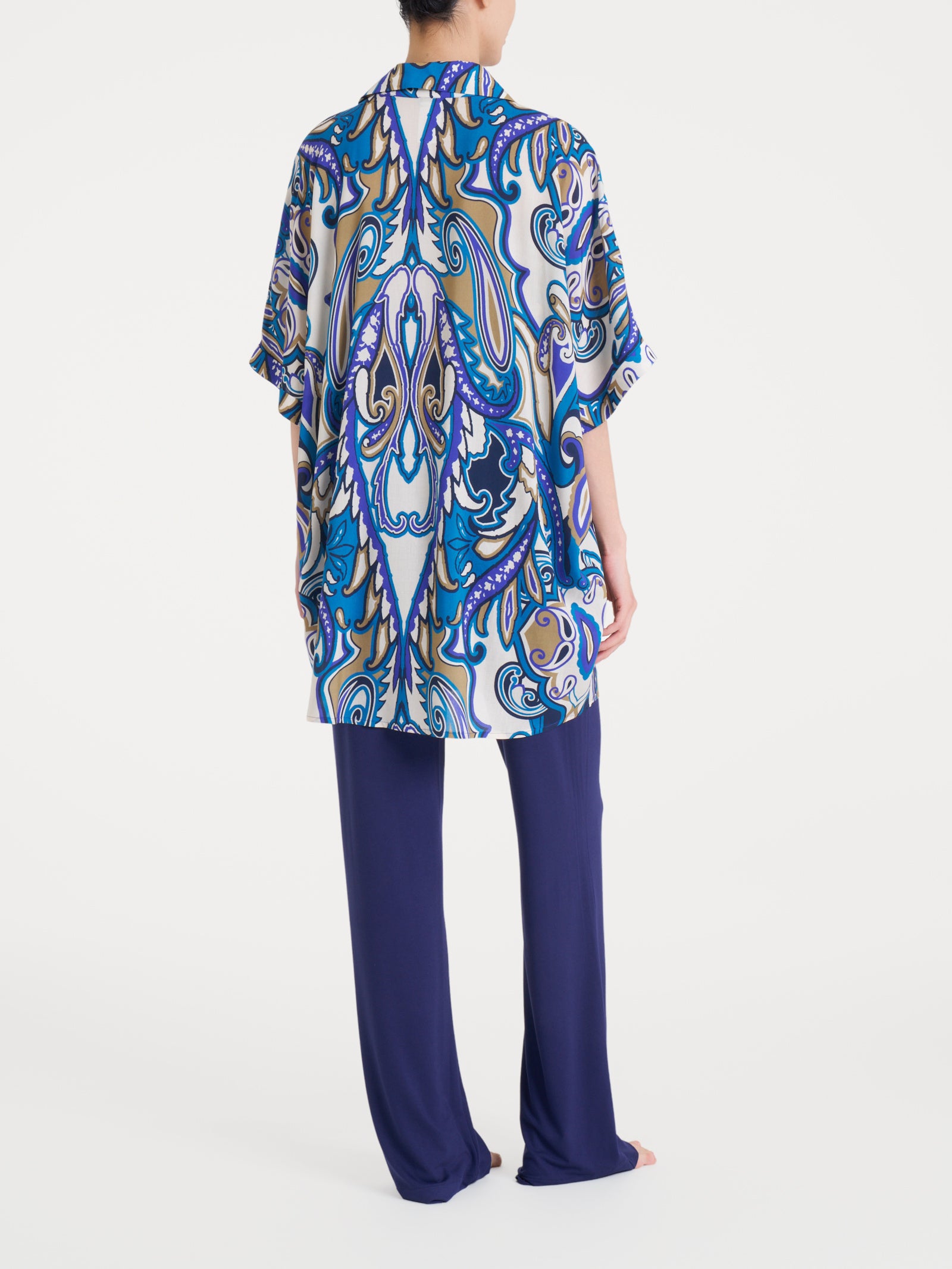Ragno EcoSeta Chemisier Kimono Dazzling Blue Mare