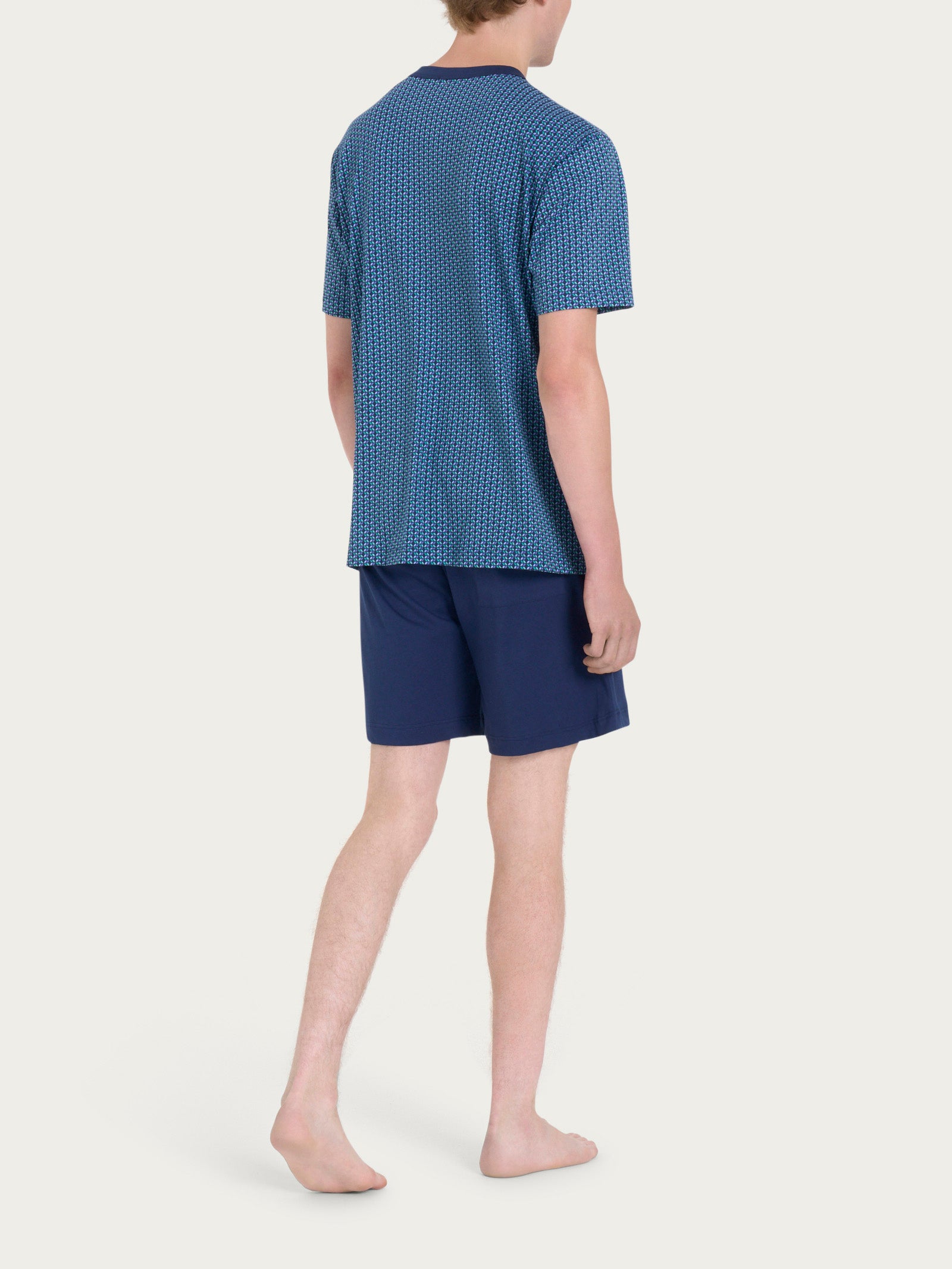 Ragno Pigiama Corto Aperto Uomo Cotone Blu Geometria