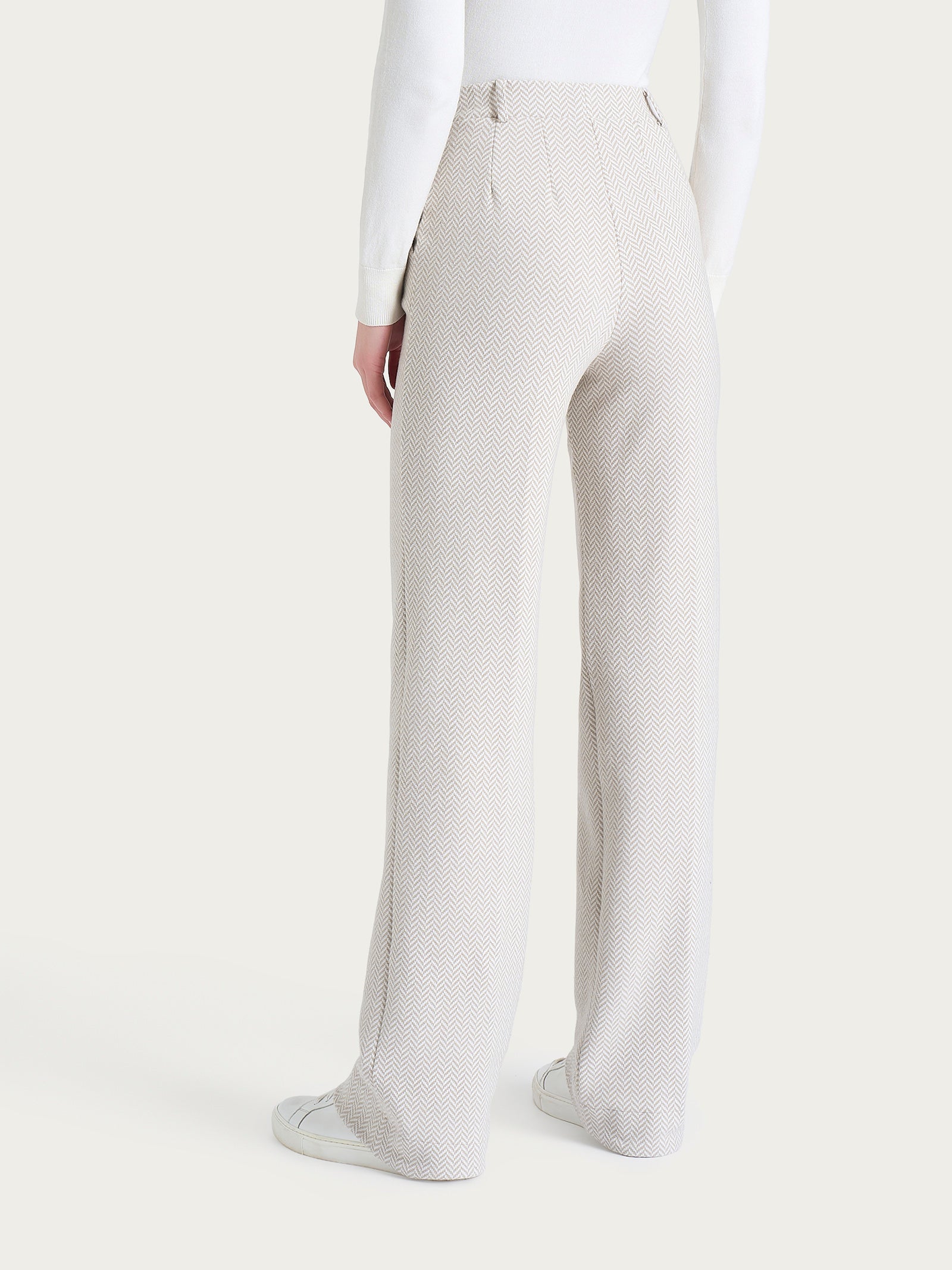 Ragno Compact Pantalone Ampio Wide Leg Eco Jacquard Avorio