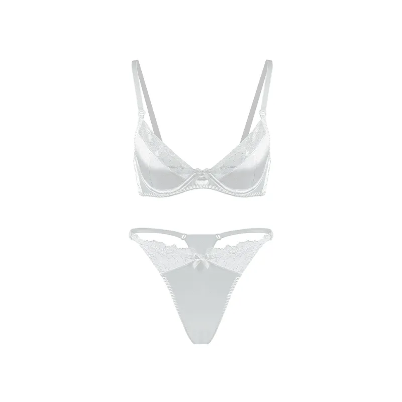 Maria Grazia Severi Satin Lace completo intimo bianco raso e pizzo