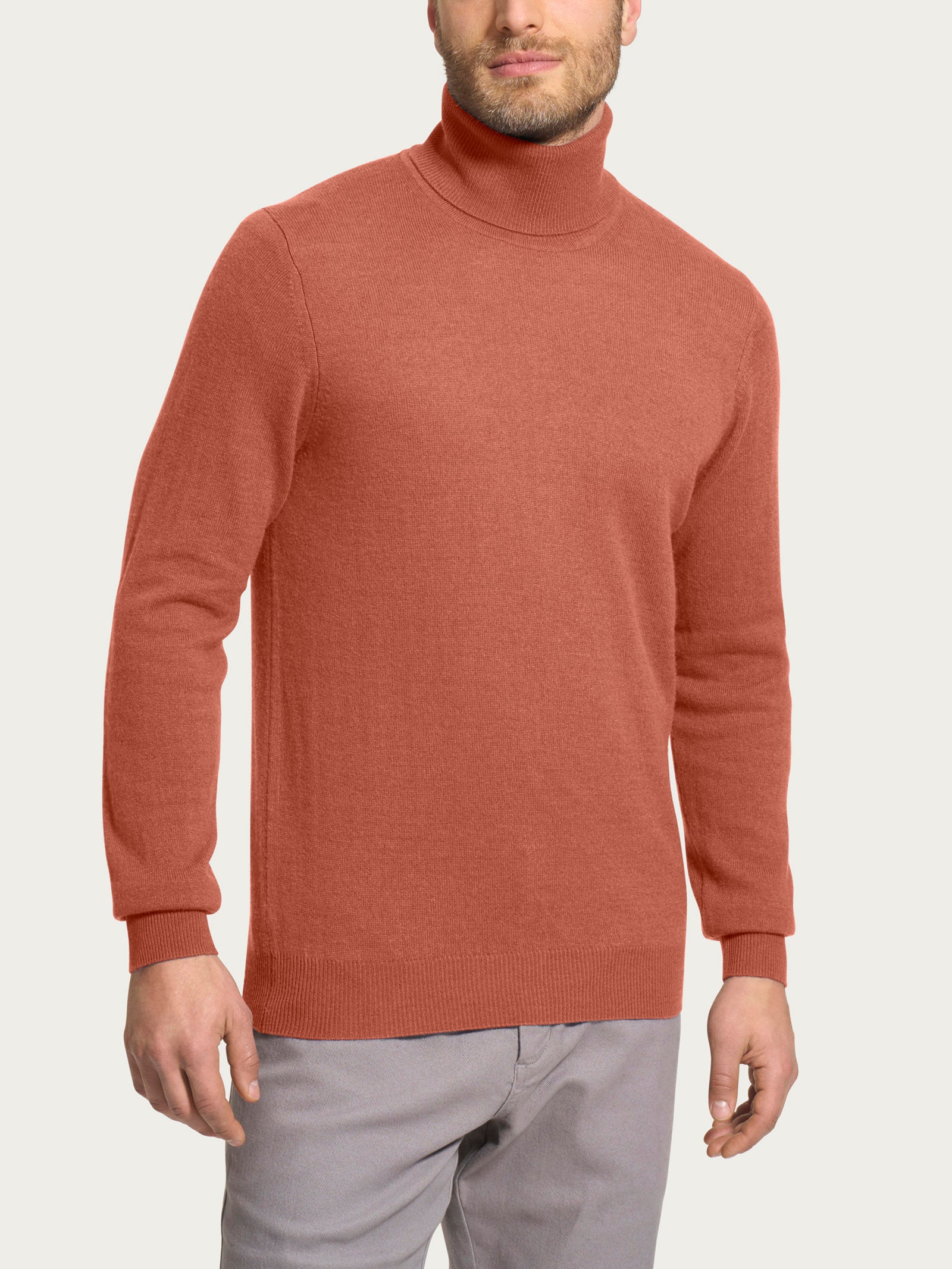 Ragno Cashmerino Dolcevita maglia uomo Burnt Brick misto lana