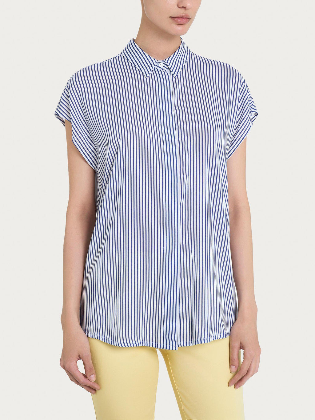 Ragno EcoSeta Camicia Kimono Viscosa Fant.White righe