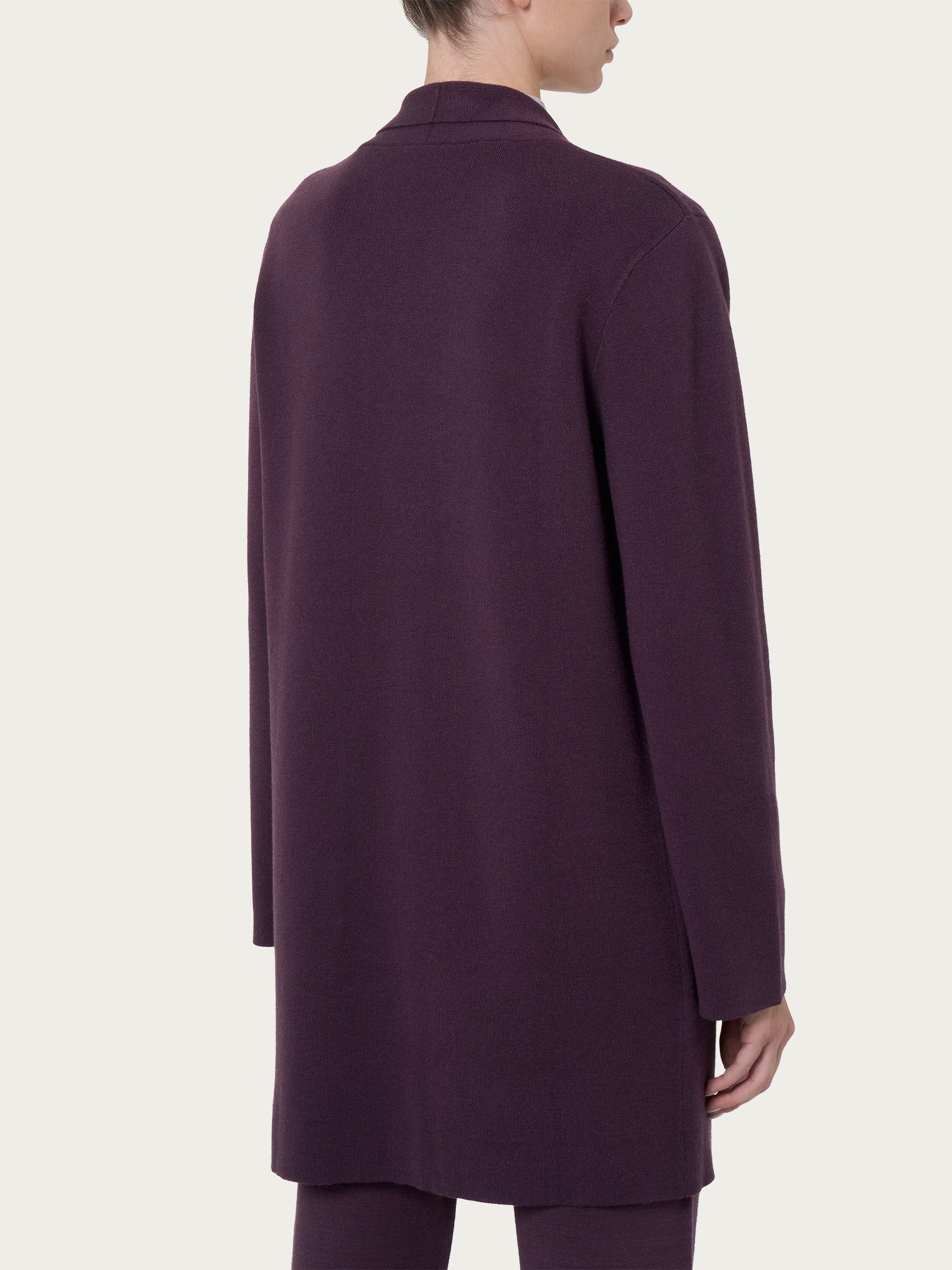 Ragno Super Soft cardigan lungo aperto Plum Perfect