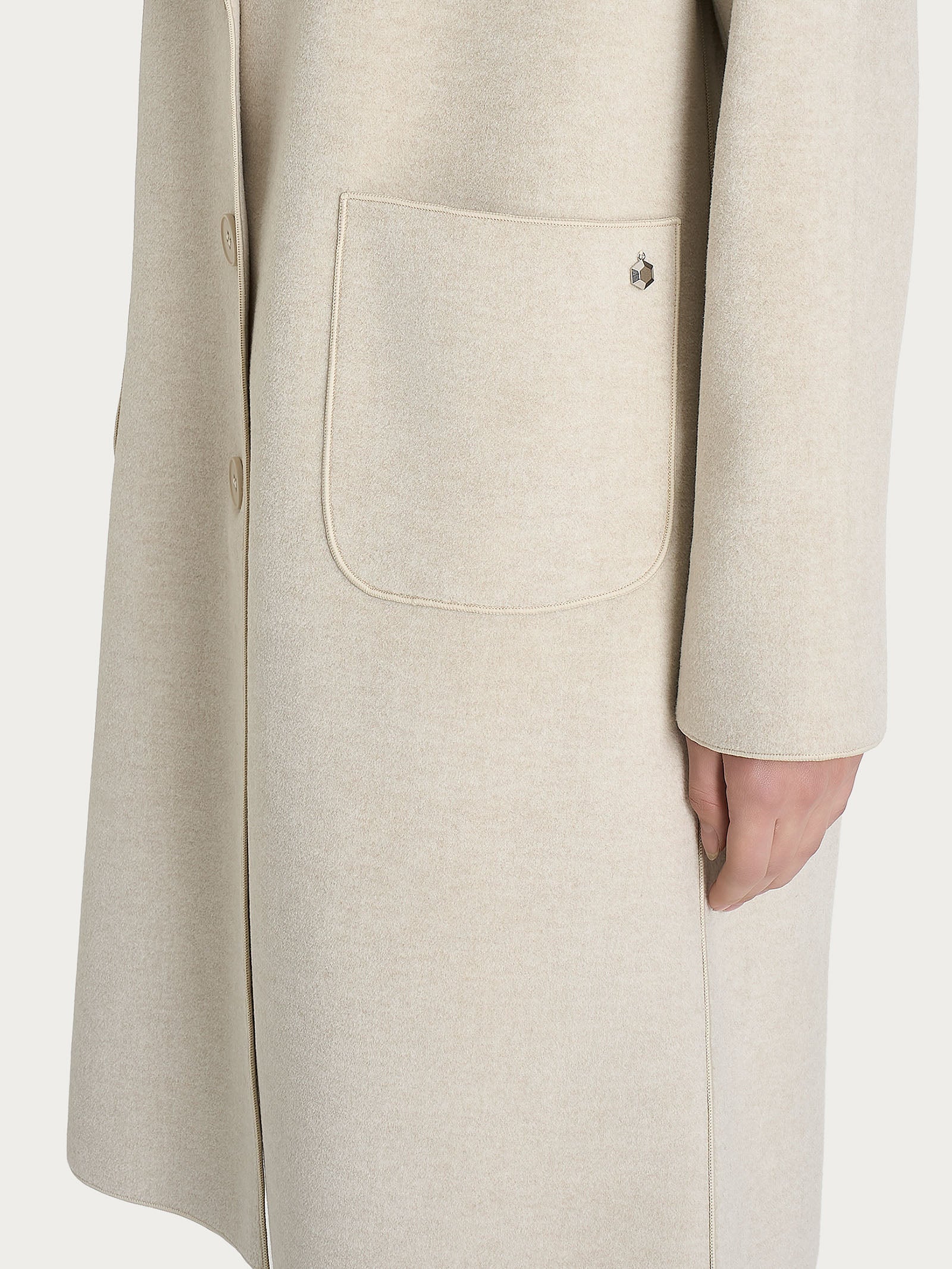 Ragno Vegan Wool Cappotto Donna Champignon Bottoni