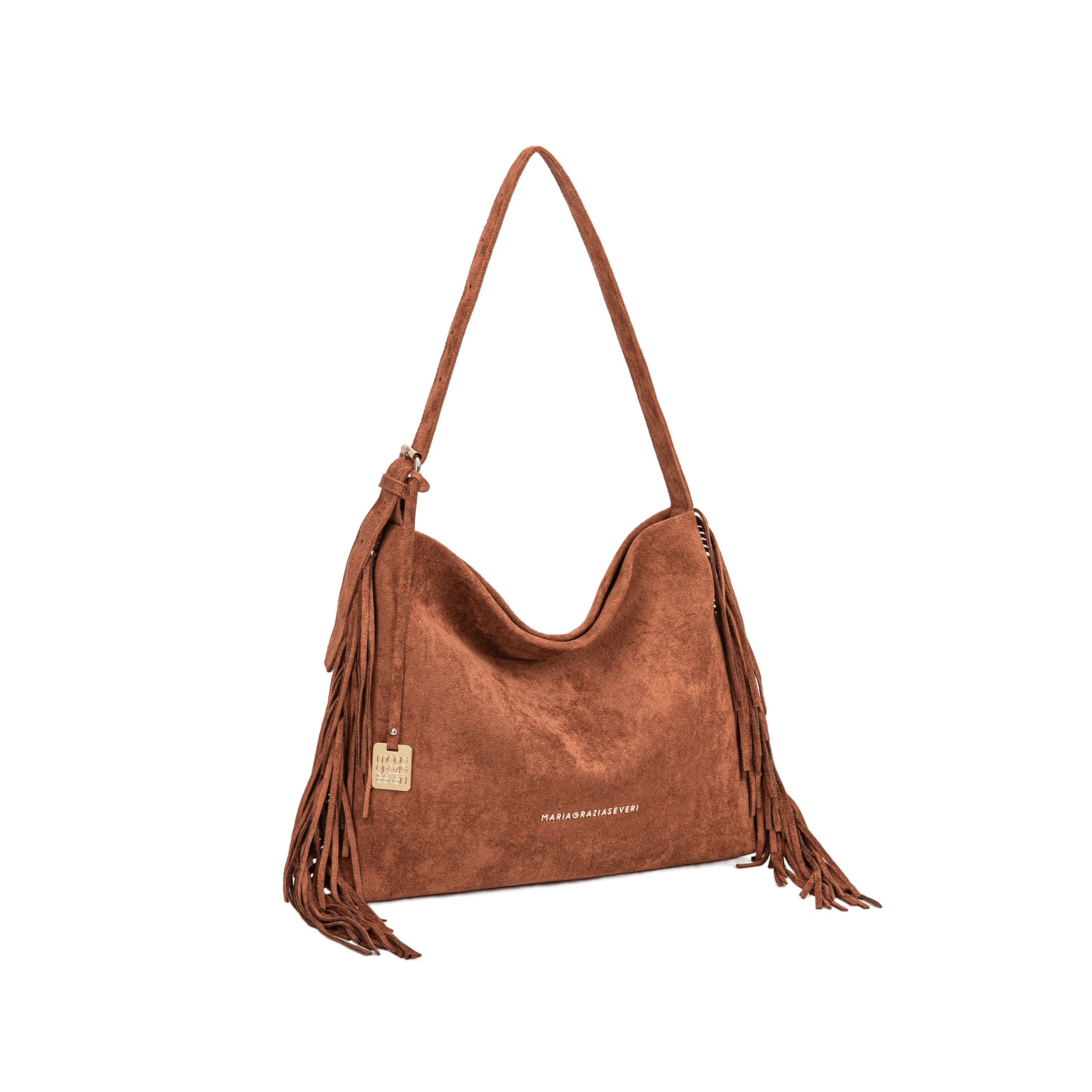 Maria Grazia Severi SSD25550-1 borsa hobo scamosciata con frange