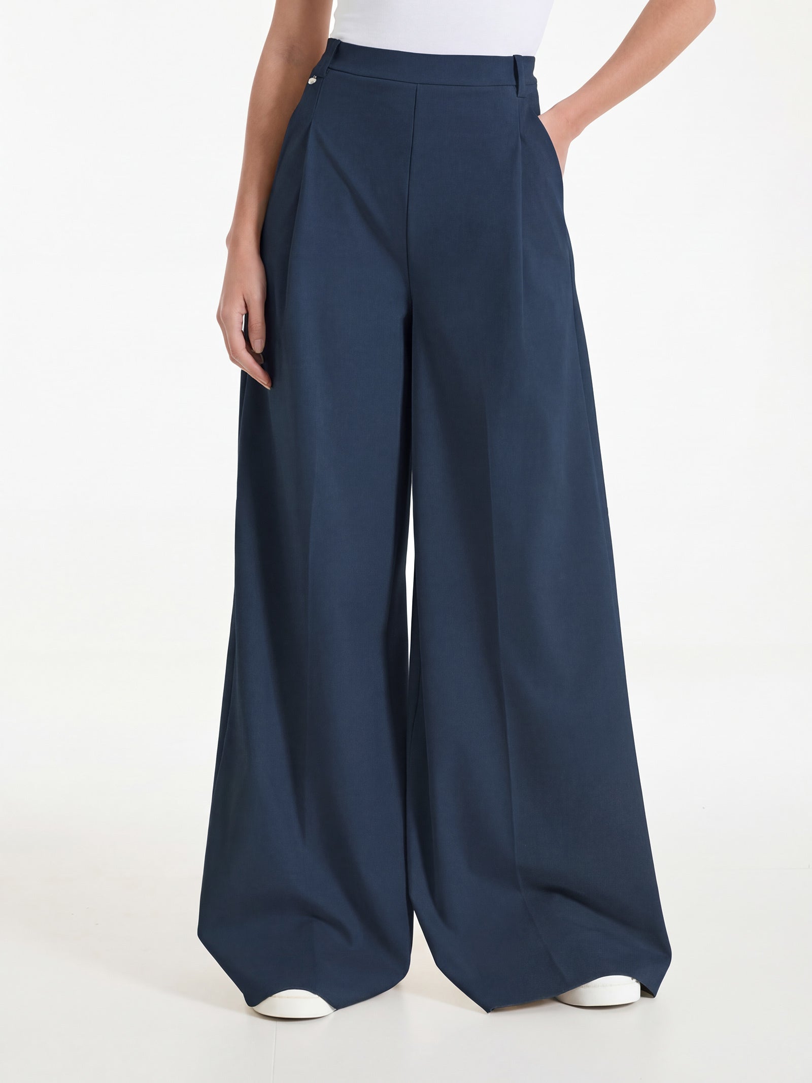 Ragno Compact Light Pantalone Palazzo Donna Bleu Ampio