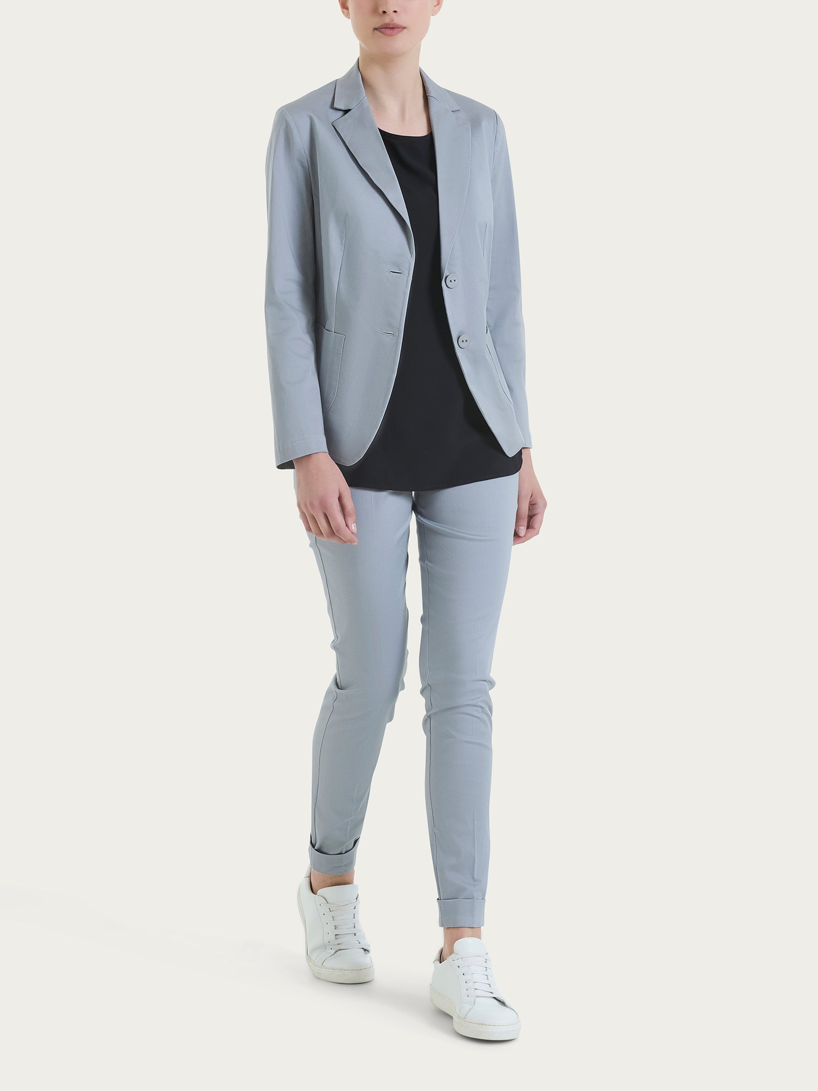 Ragno Satin Power Blazer Due Bottoni Ultimate Gray Cotone