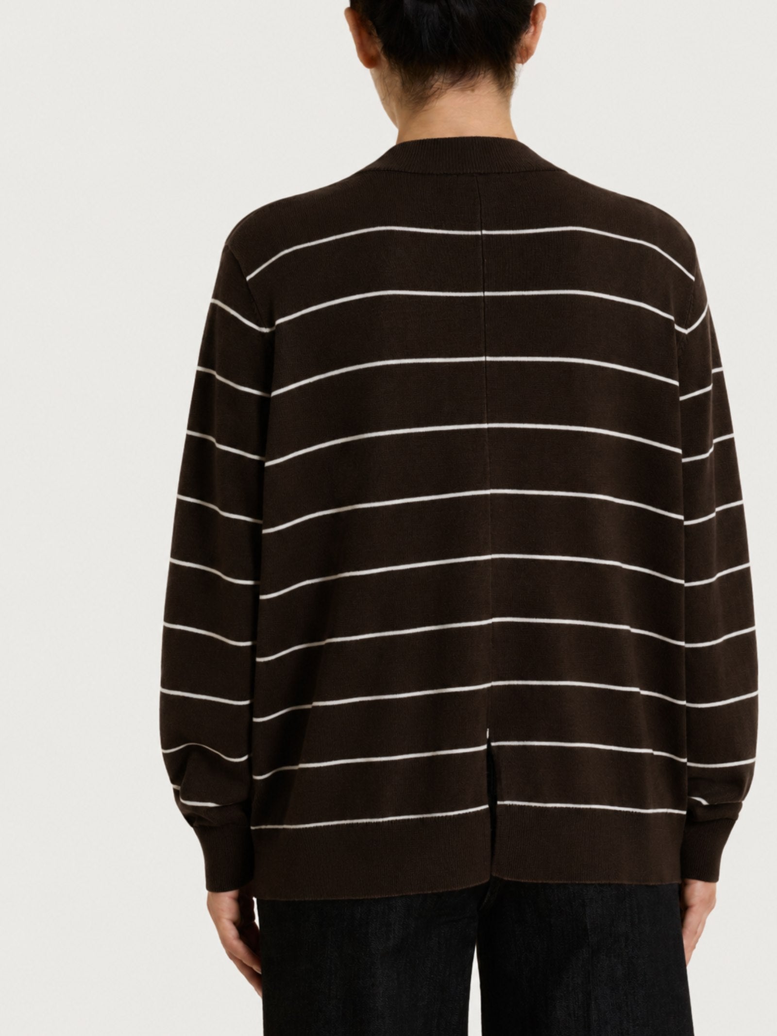 Ragno Four Seasons Cardigan Aperto Righe Fini Chocolate