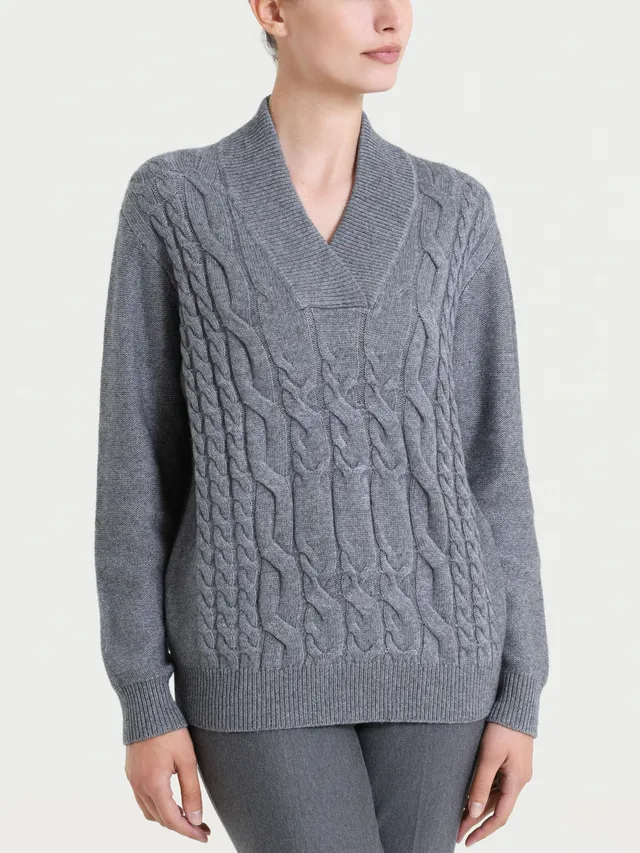 Ragno Natural Soft Maglia scollo V donna Ferro Mel. misto viscosa