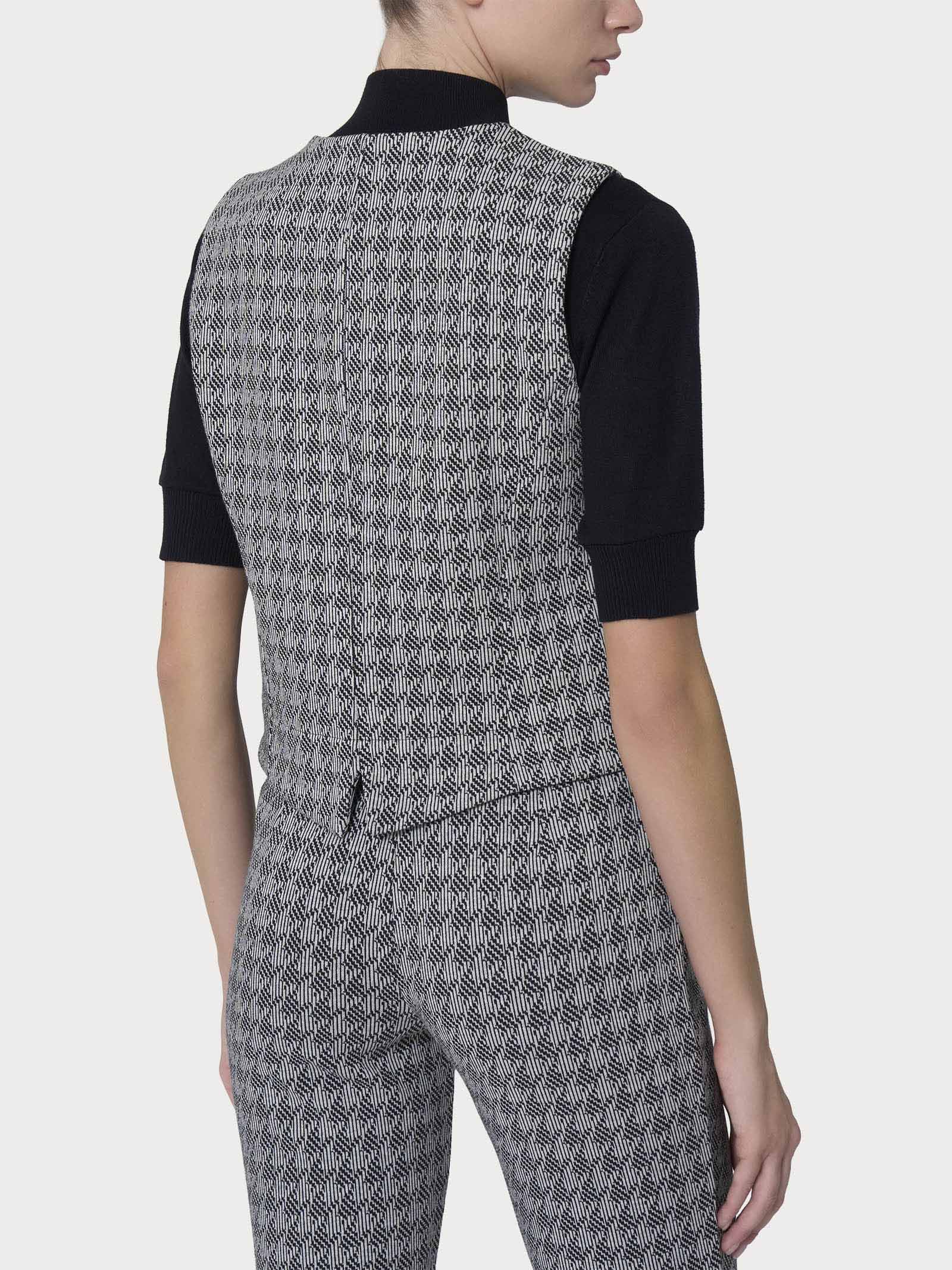 Ragno Eco Jacquard gilet 4 bottoni Fant.Nero pied-de-poule