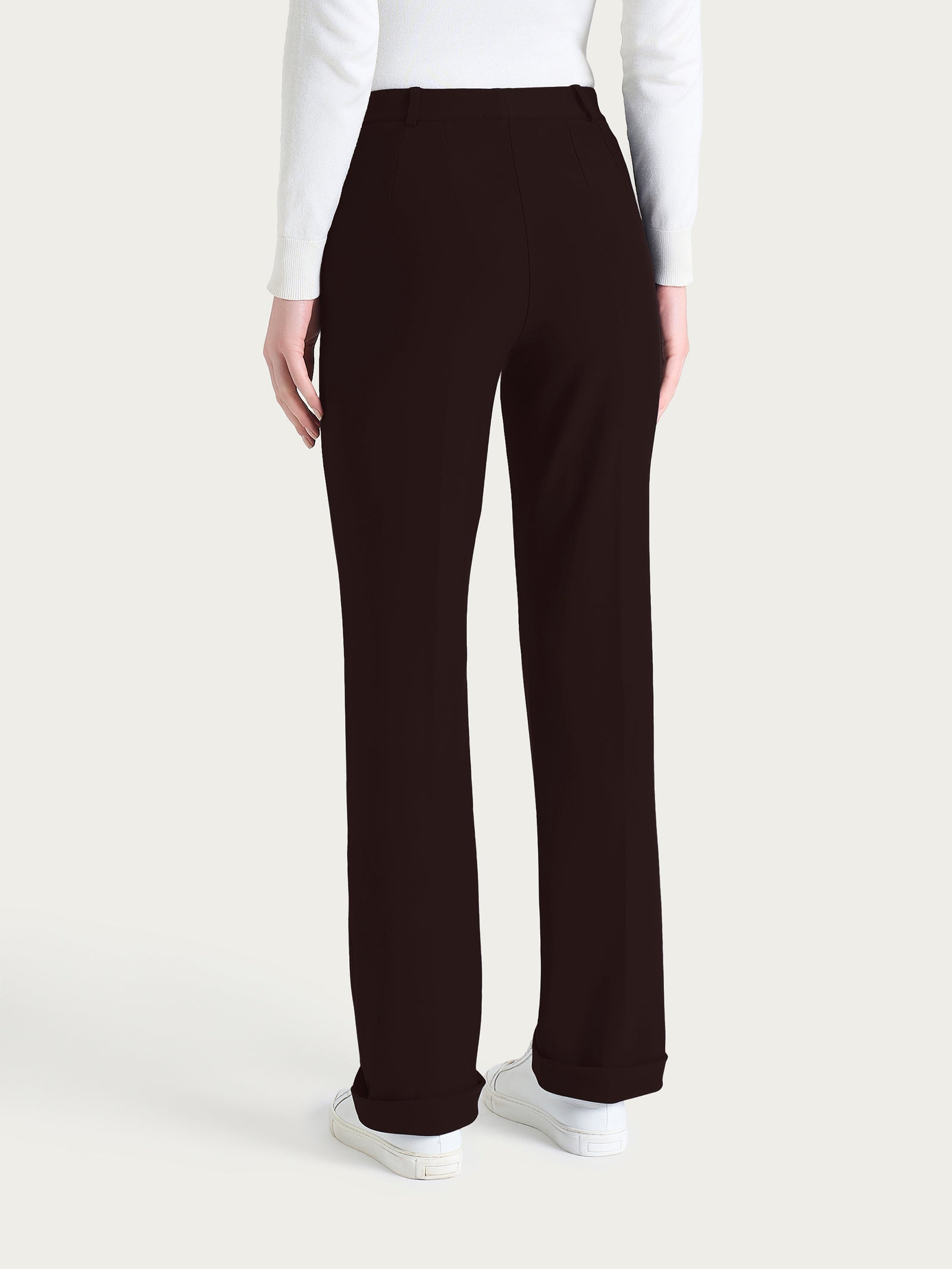 Ragno Compact pantalone donna ampio marrone tasche risvolto