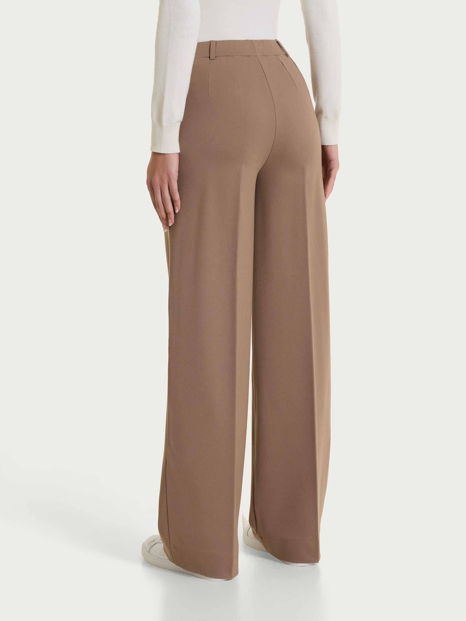 Ragno Cashmere Compact pantalone palazzo Pine Bark marrone