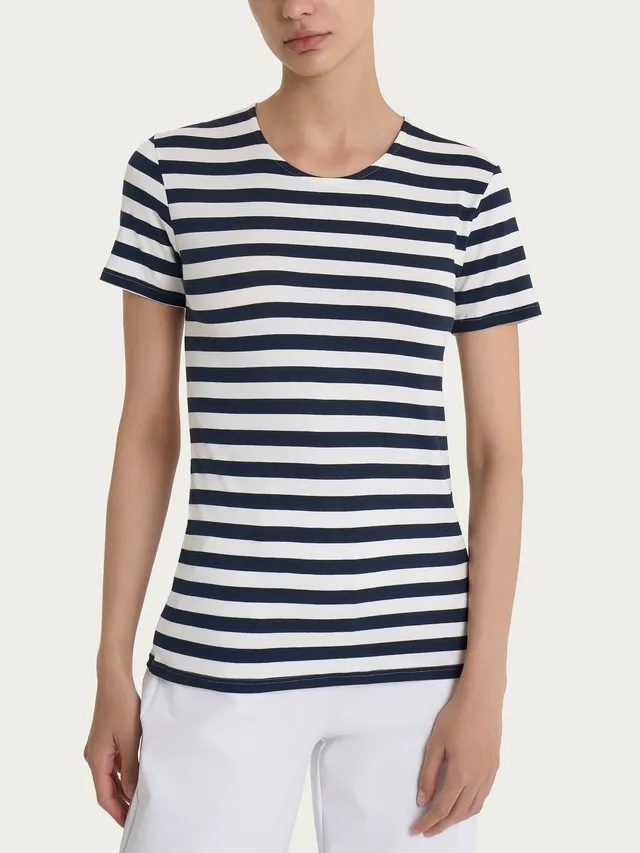 Ragno Viscosa Summer t-shirt righe Bleu Riga