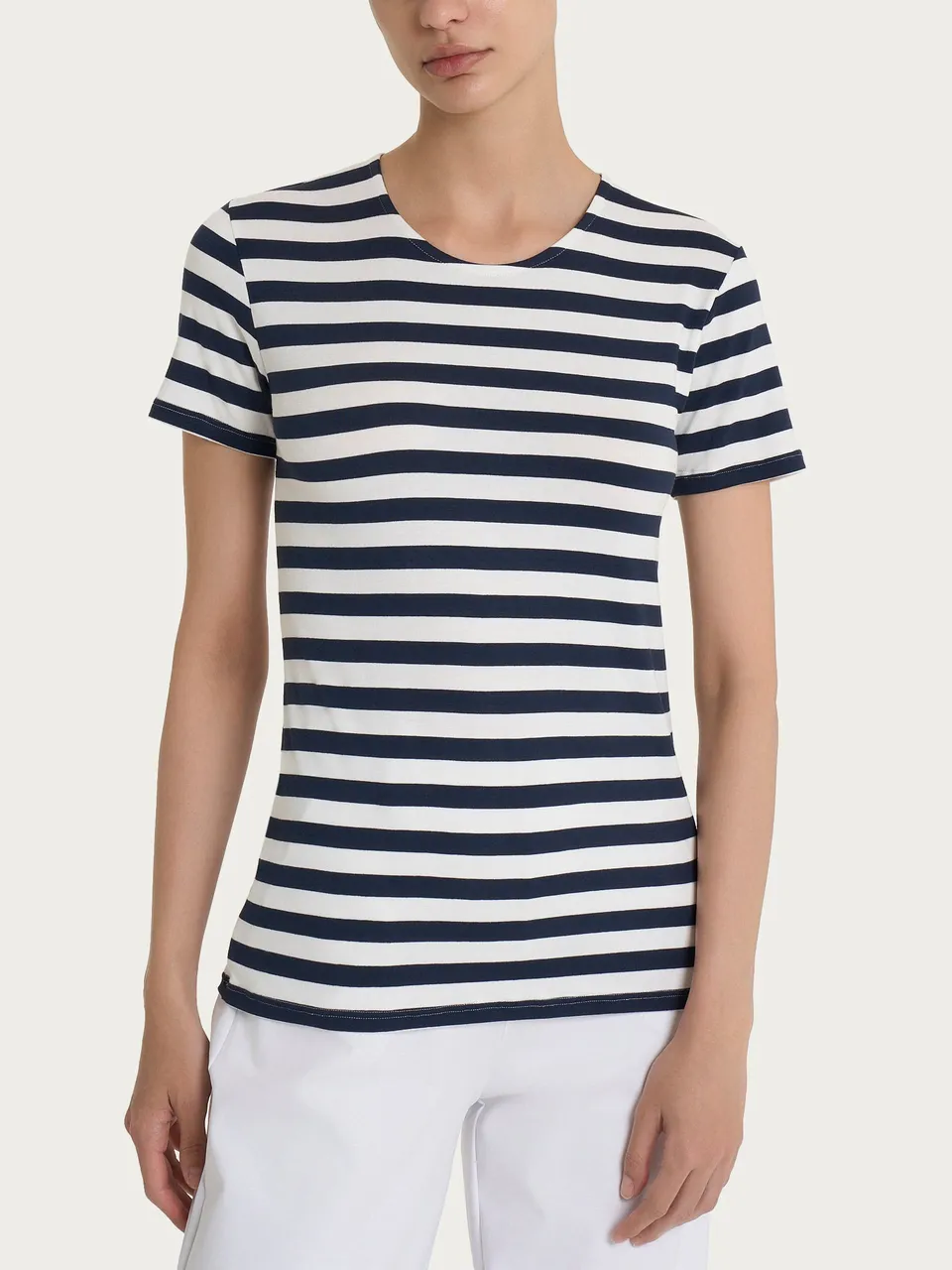 Ragno Viscosa Summer t-shirt righe Bleu Riga