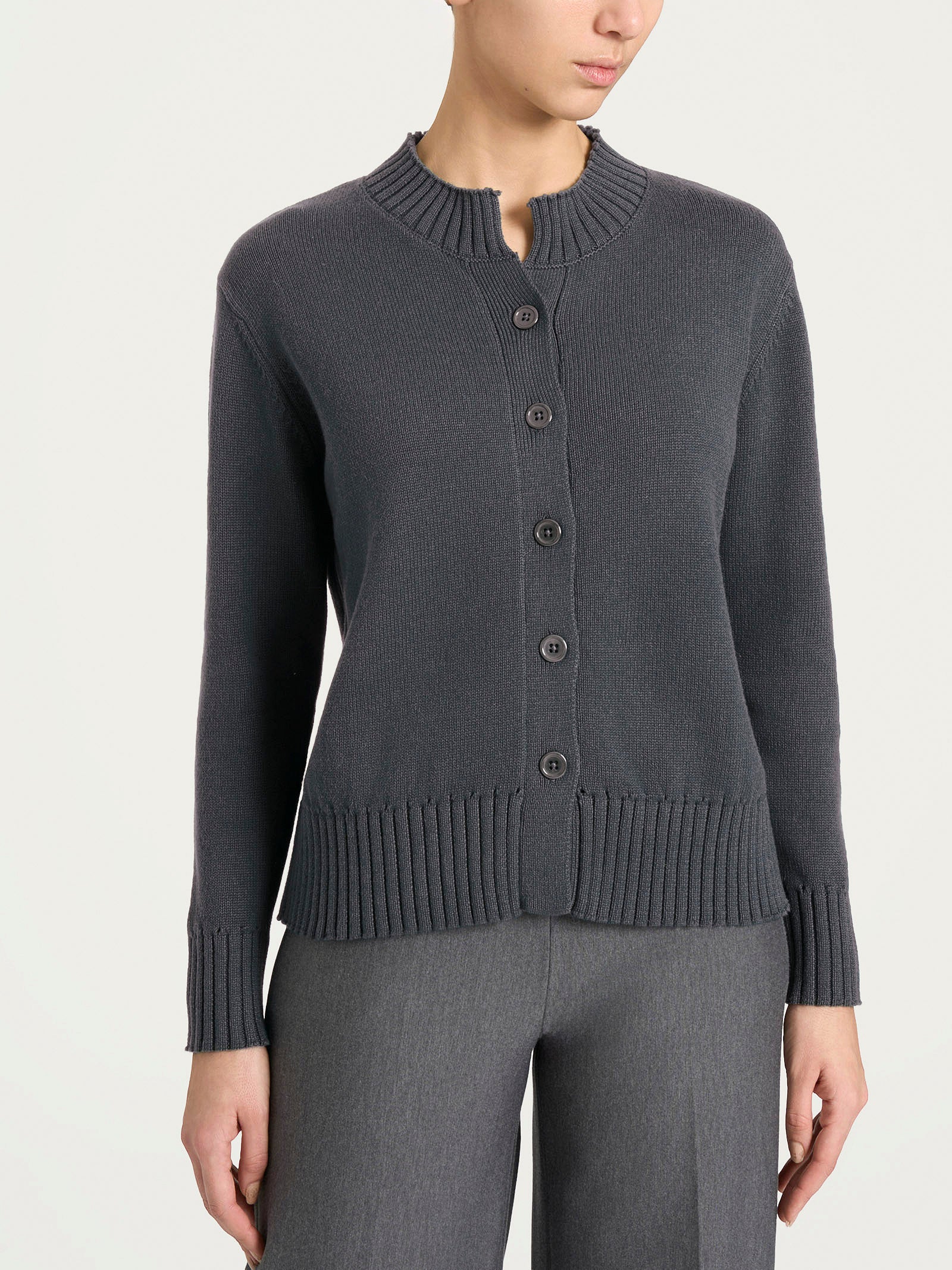 Ragno Winter Cotton Cardigan Ardesia Mel. puro cotone bottoni