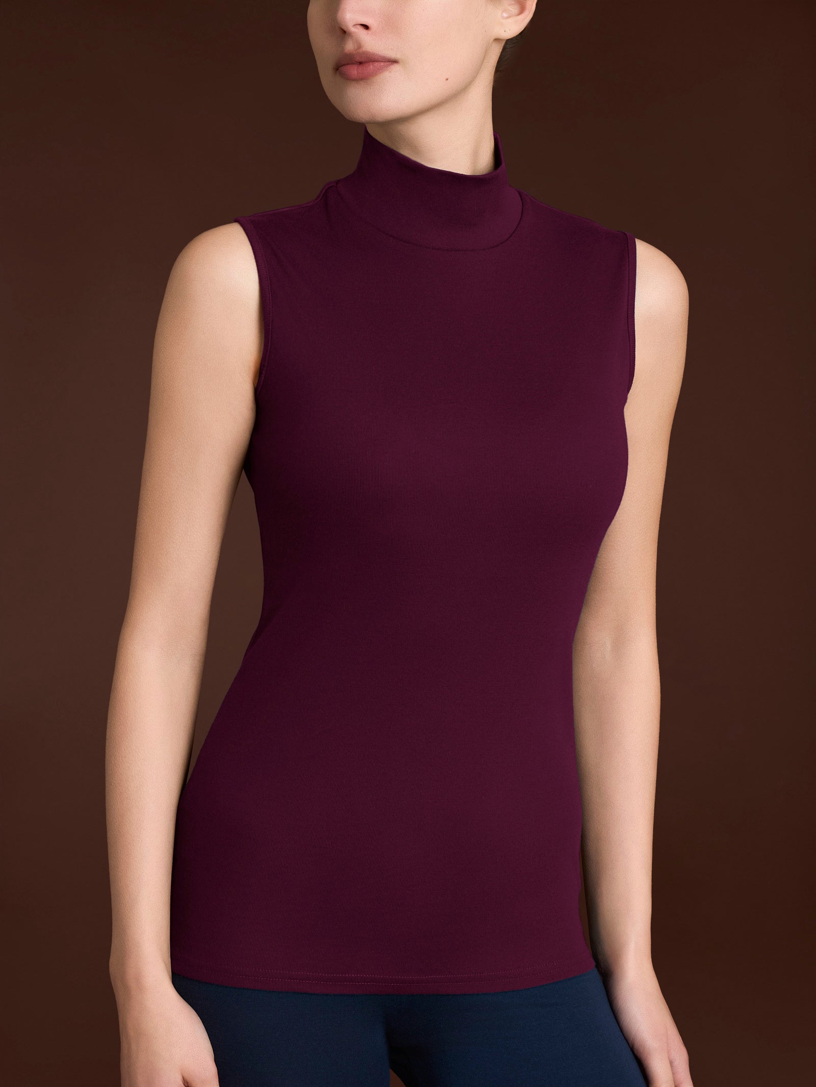 Ragno Thermo Cotton Smanicato collo alto donna Fig caldo