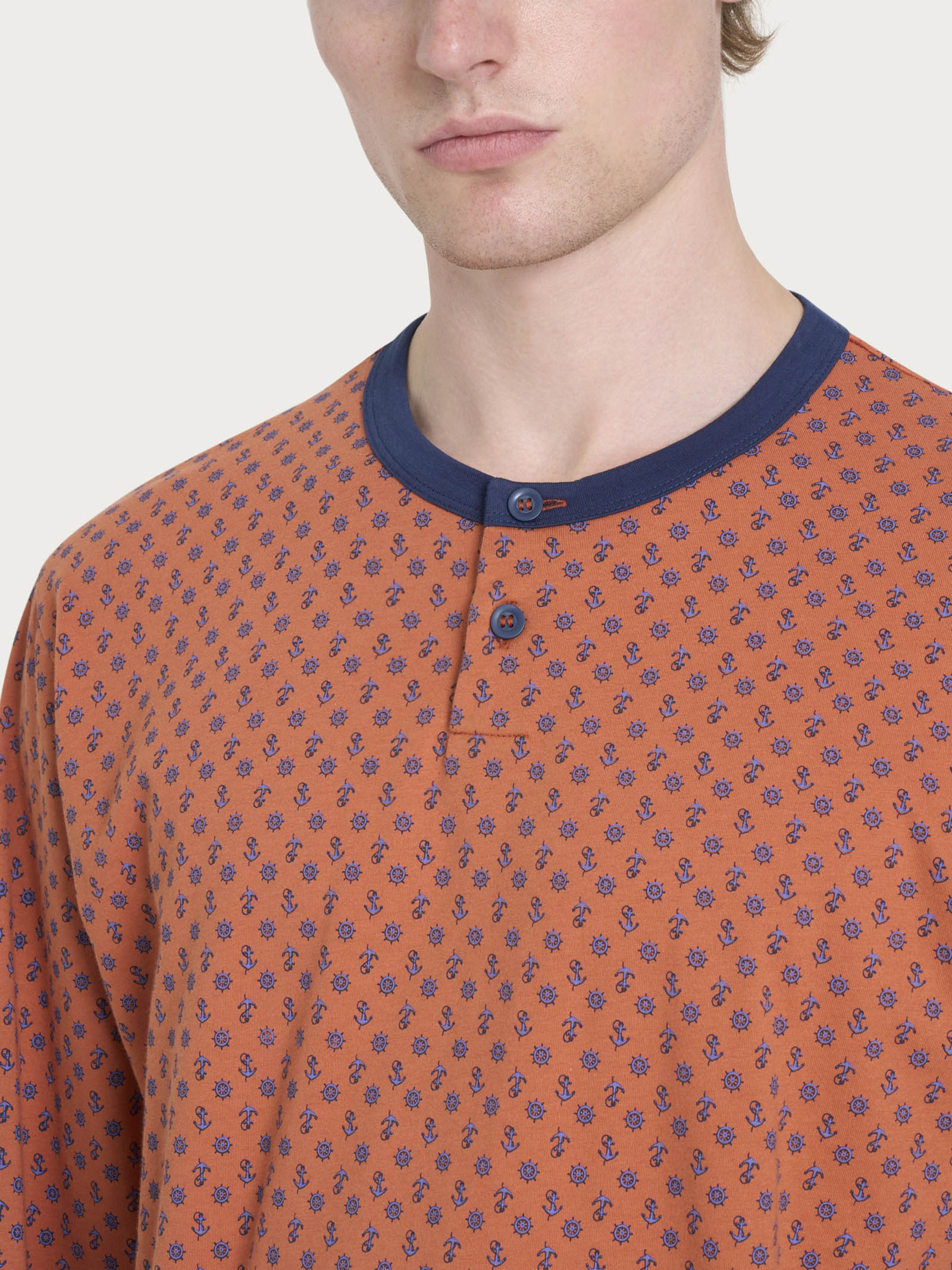 Ragno Pigiama Lungo Serafino cotone Fant. Mango Ancore jersey