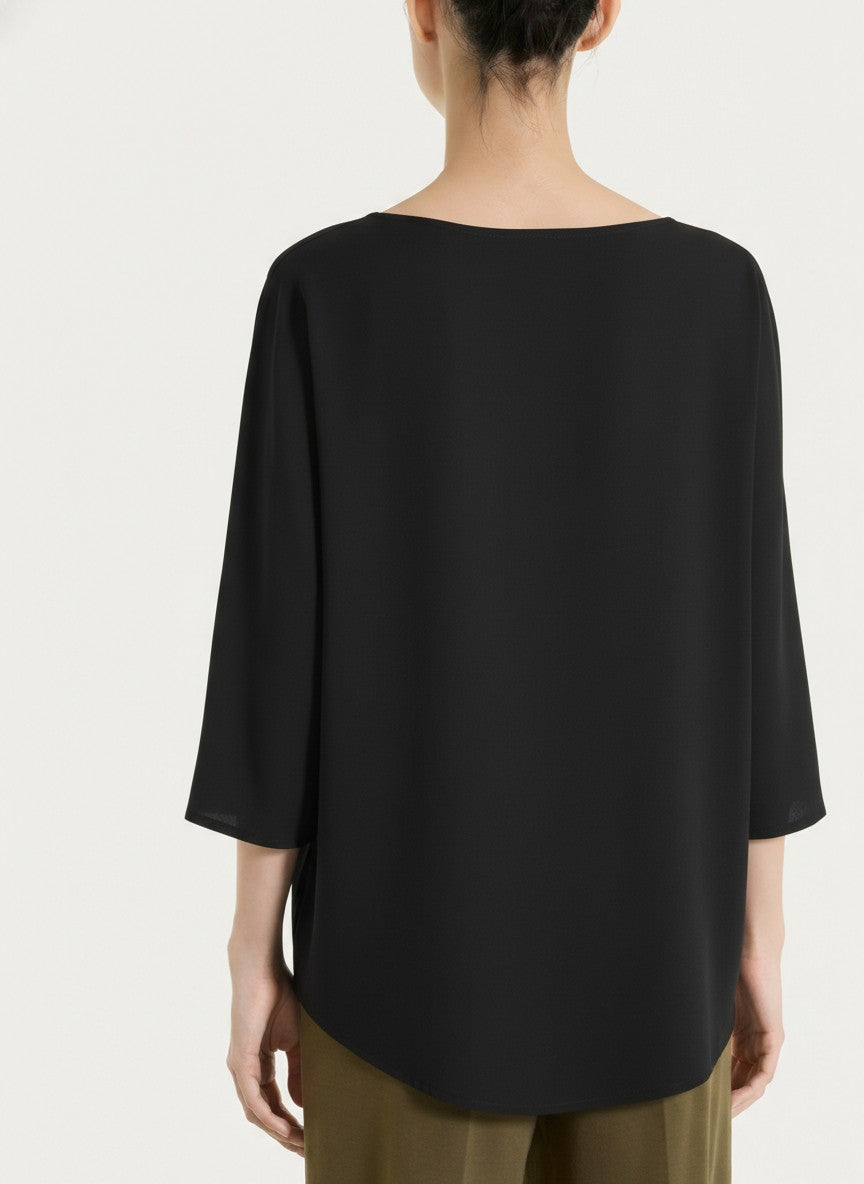 Ragno Voile Stretch blusa manica 3/4 Nero viscosa