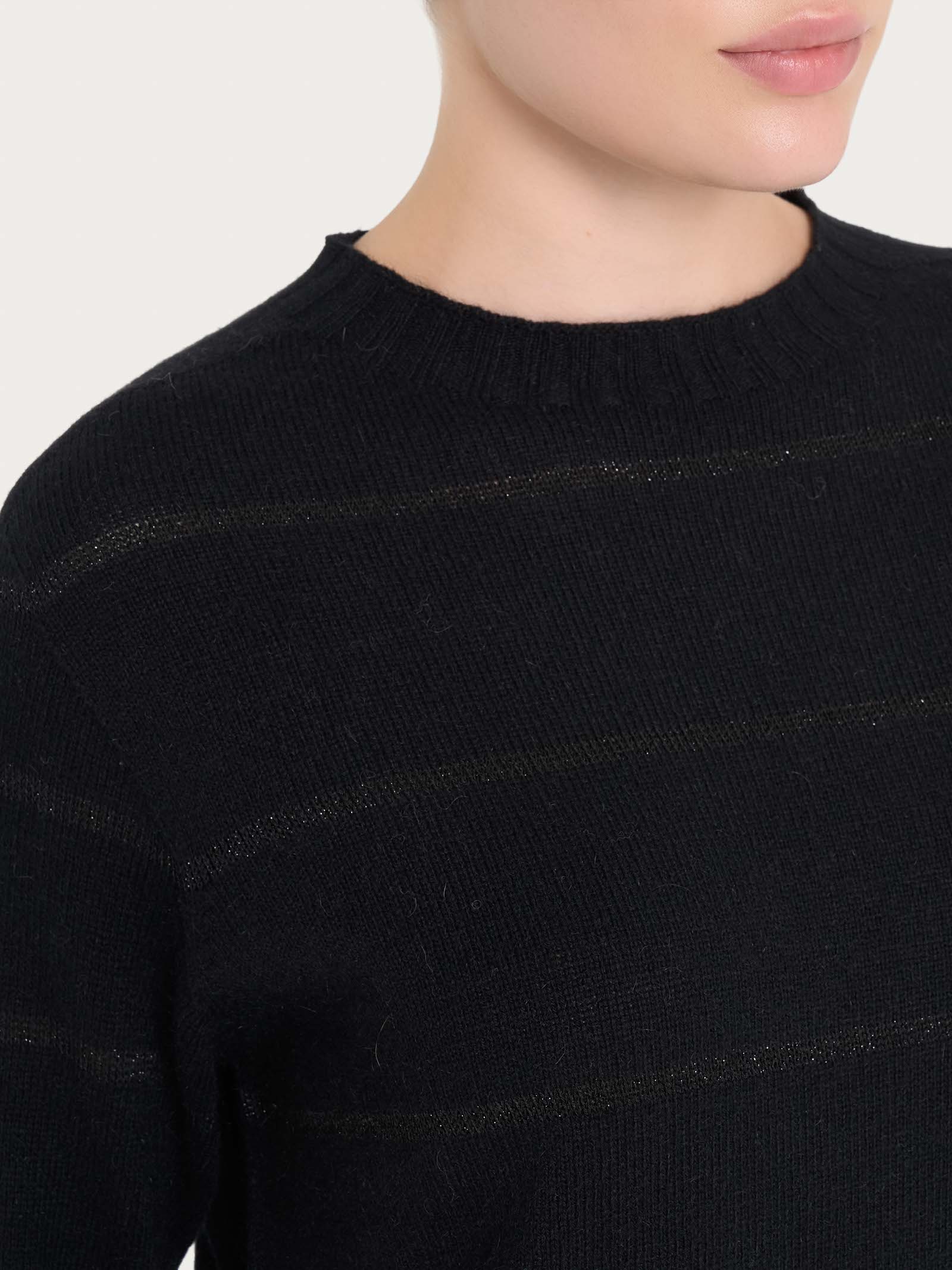 Ragno SL Maglia girocollo righe angora Nero lurex