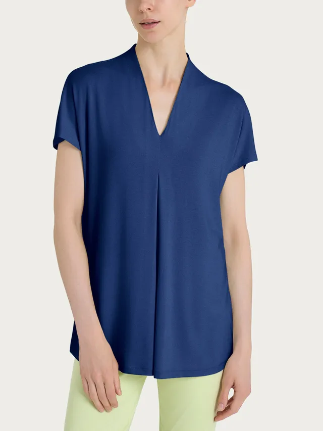 Ragno Crêpe Maglietta Scollo V Kimono Blueberry Viscosa