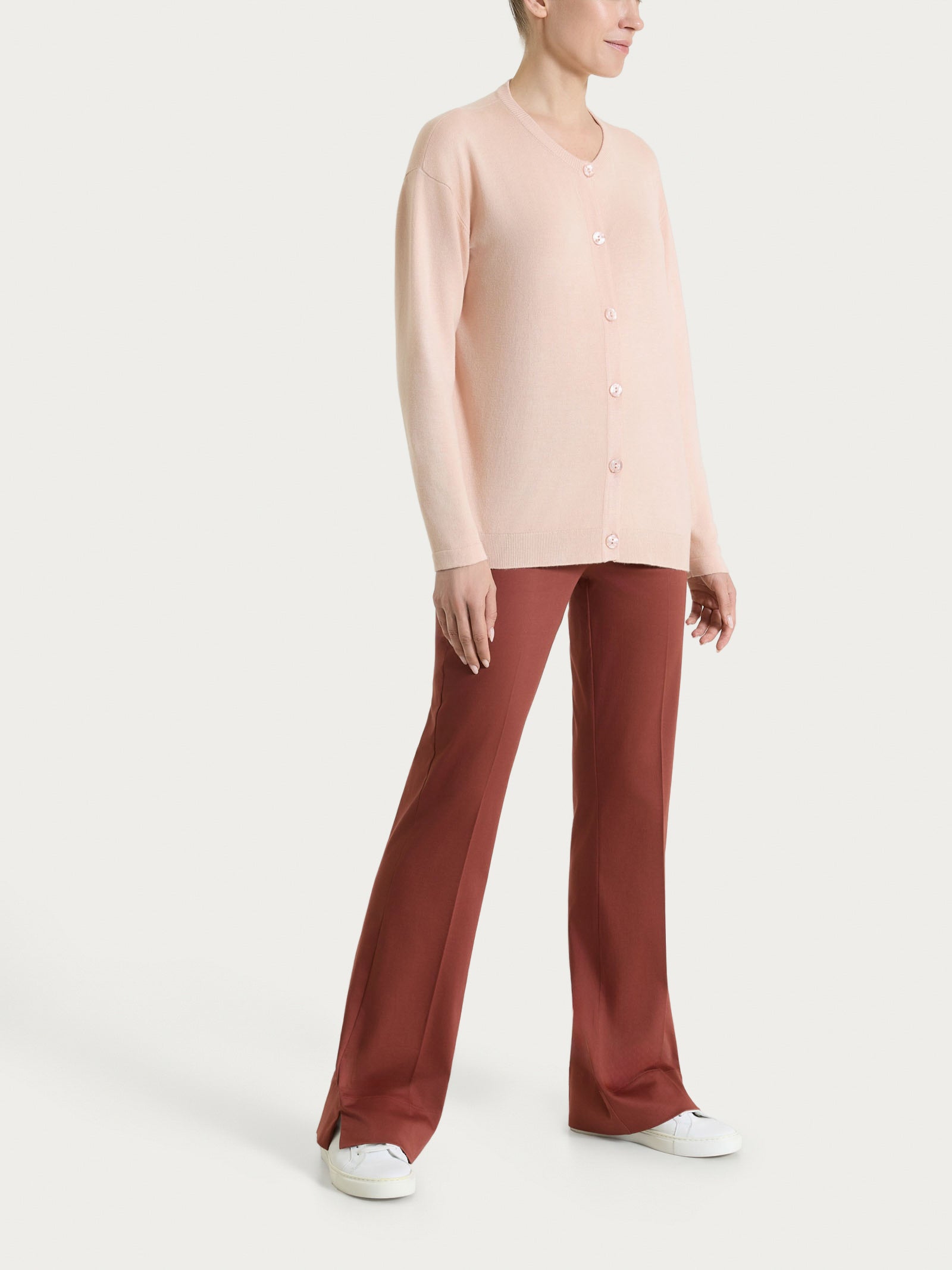 Ragno Four Seasons cardigan rosa Cameo Rose abbottonato morbido