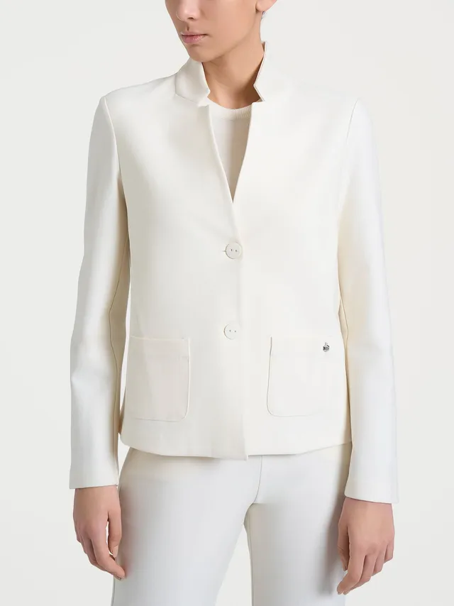 Ragno Compact blazer corto avorio due bottoni