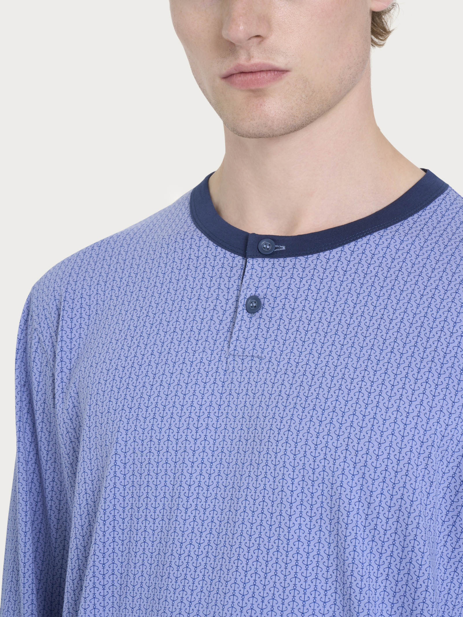 Ragno Jersey Cotone Pigiama Lungo uomo serafino ancore B87F