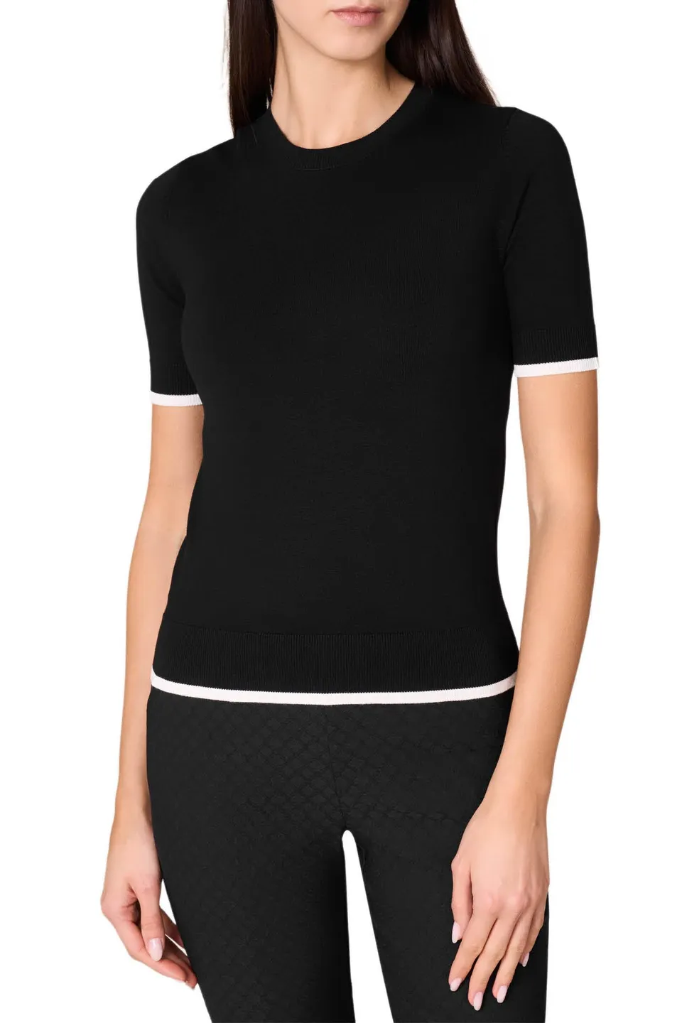 Goldenpoint Maglia Girocollo Manica Corta Misto Viscosa donna costine