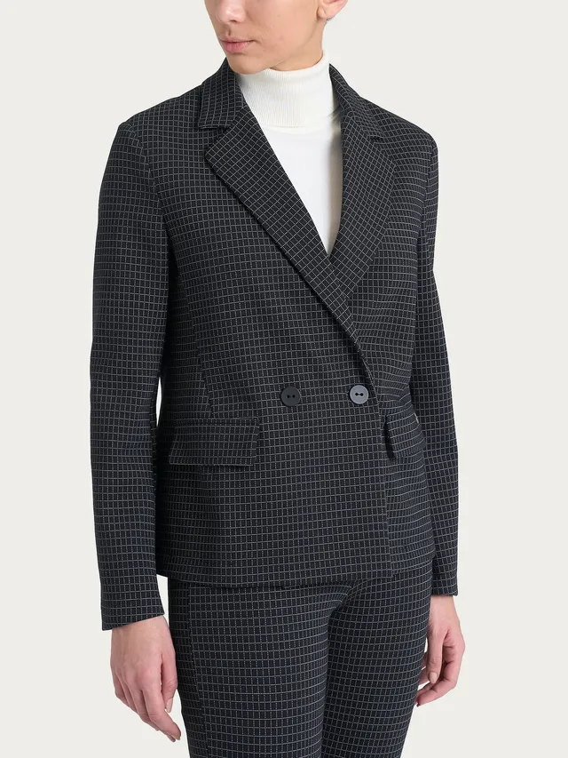 Ragno Eco Jacquard Blazer Doppio Petto giacca Nero check regular