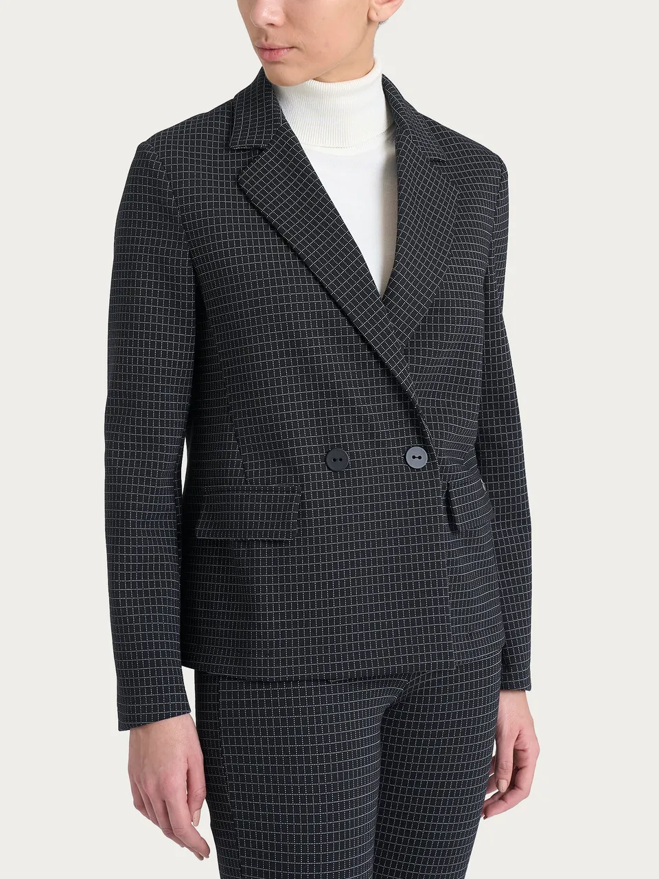 Ragno Eco Jacquard Blazer Doppio Petto giacca Nero check regular