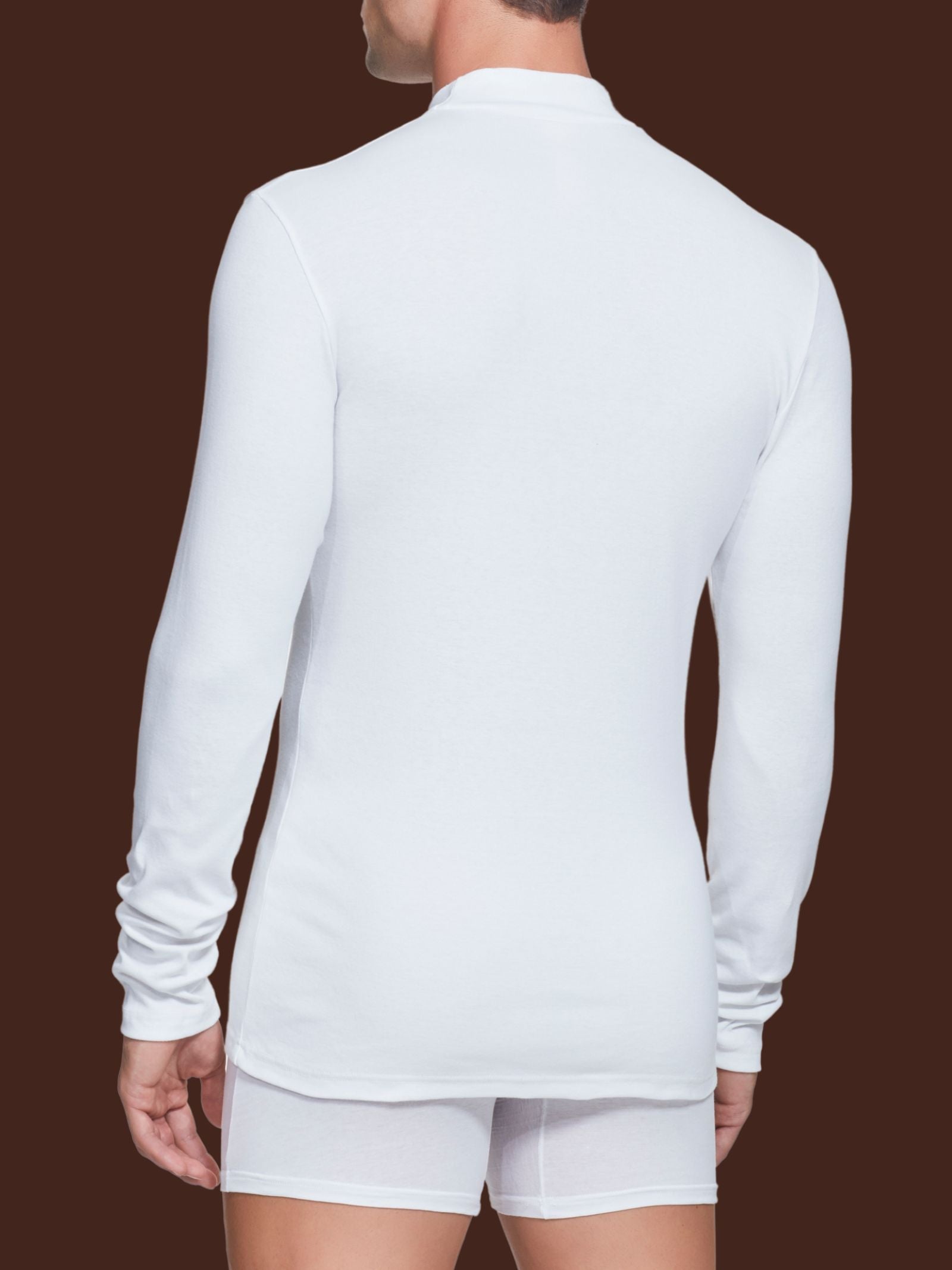 Ragno Lupetto Collo Alto Caldo Cotone Bianco Uomo