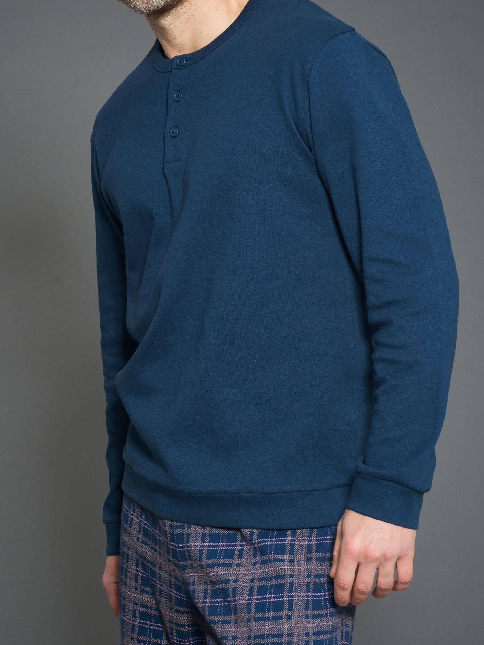 Ragno Interlock pigiama serafino Insignia Blue caldo